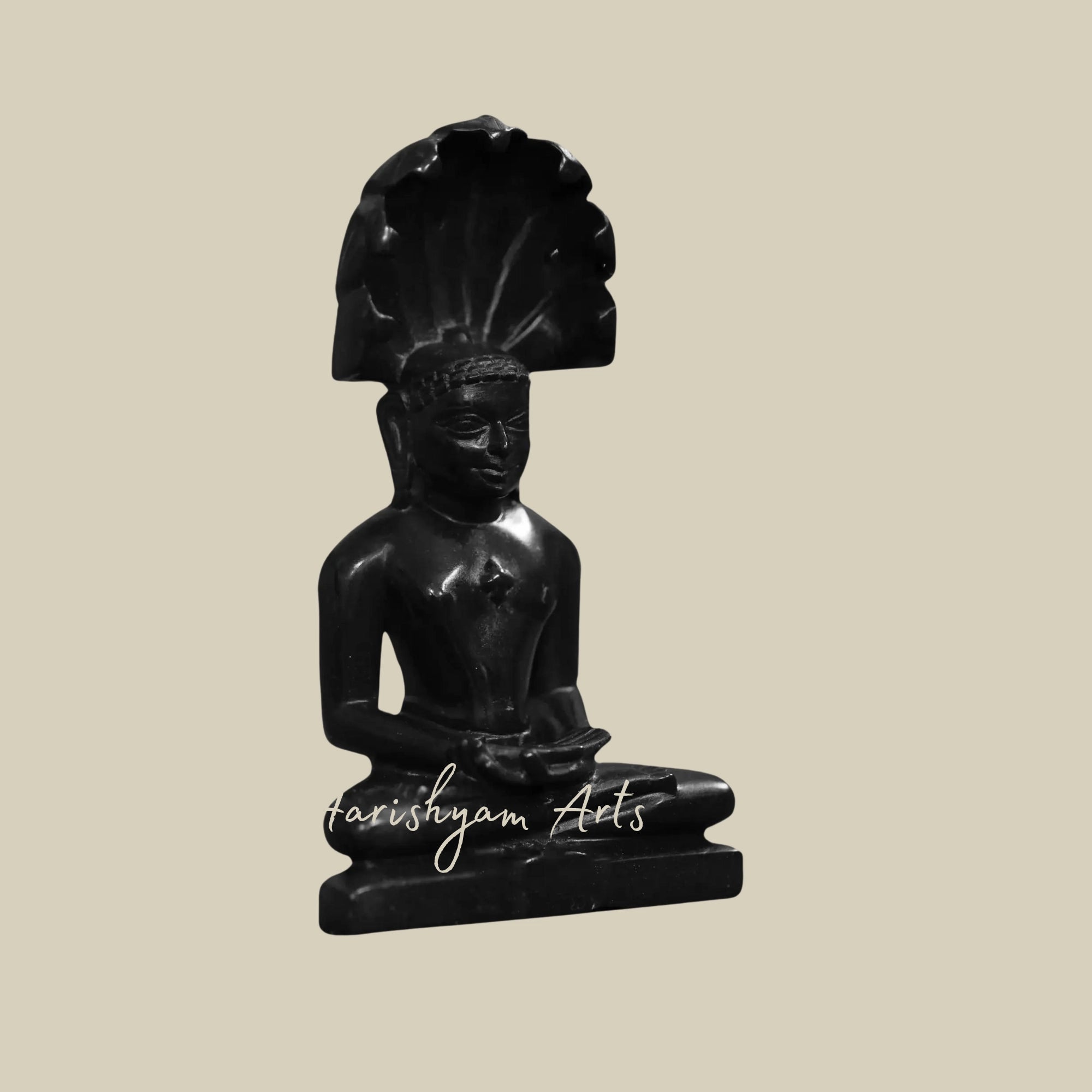 7" Parshwanath Black Marble Idol In Meditation Pose