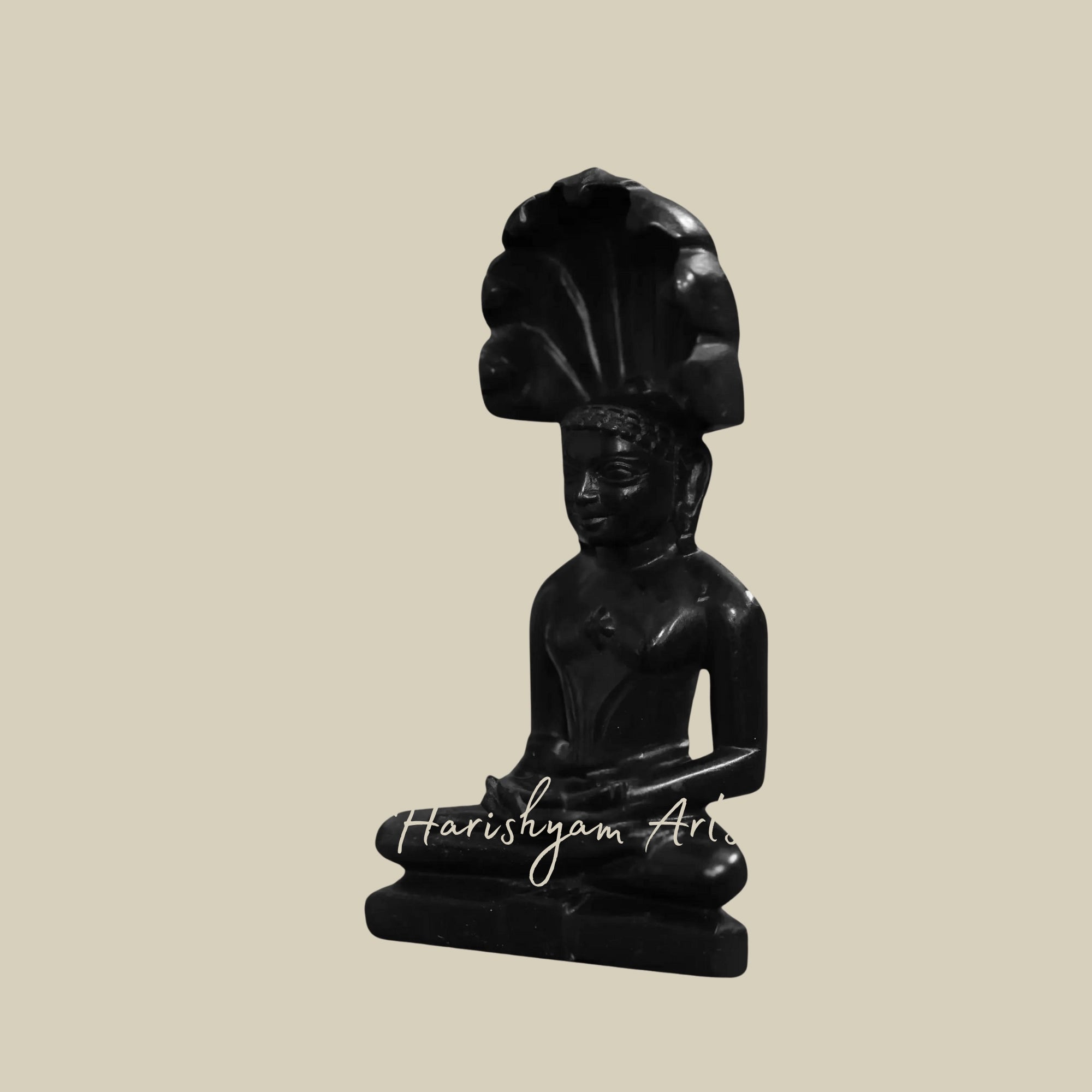 7" Parshwanath Black Marble Idol In Meditation Pose1