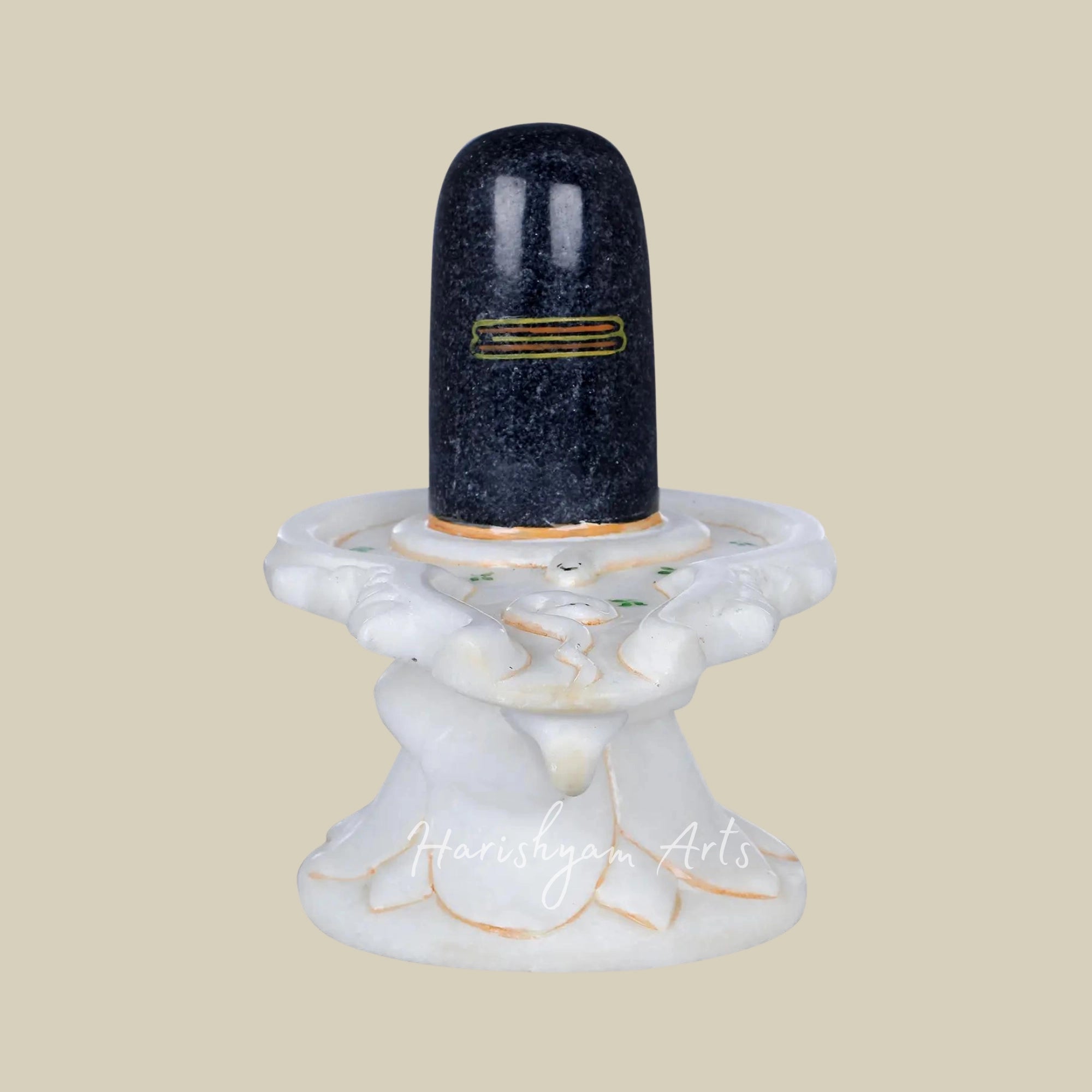 7-inch Black and White Marble Shiva Lingam