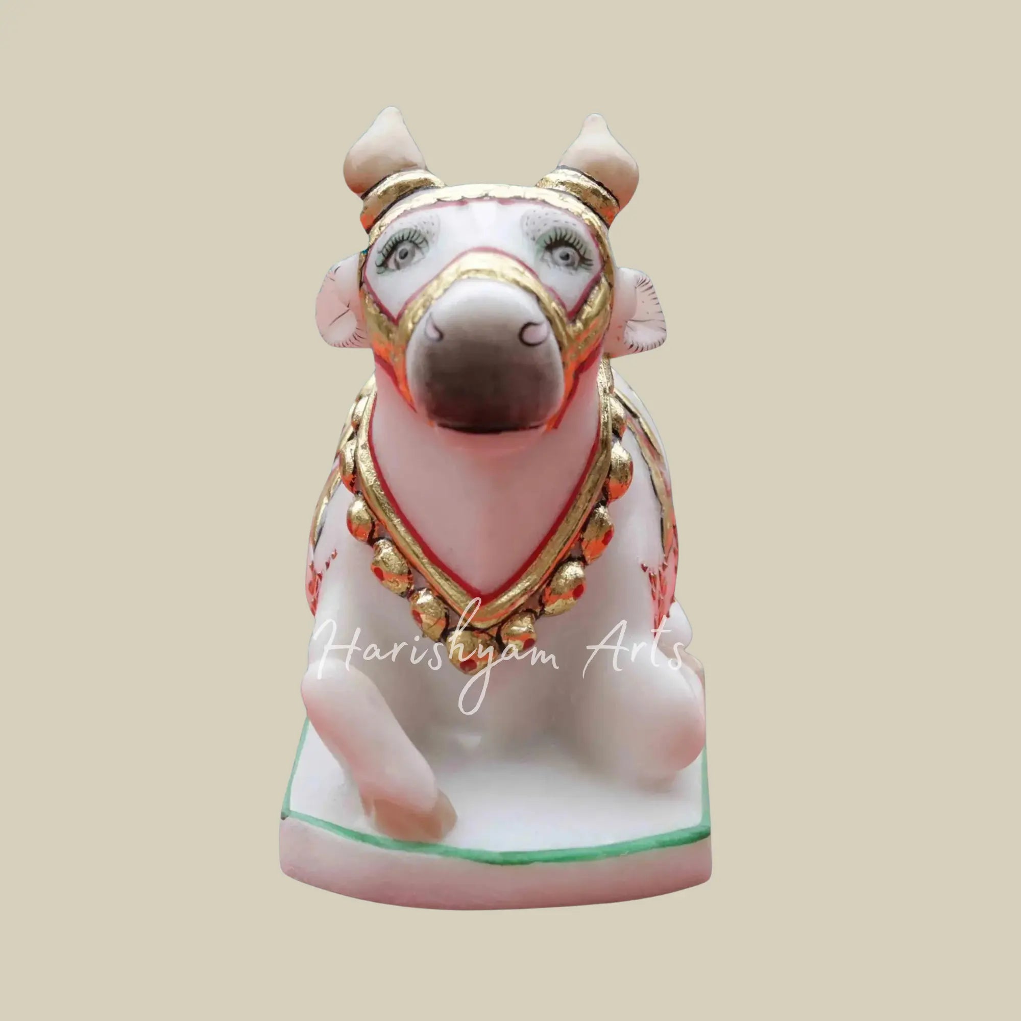 7 inches Nandi Moorti in White Marble