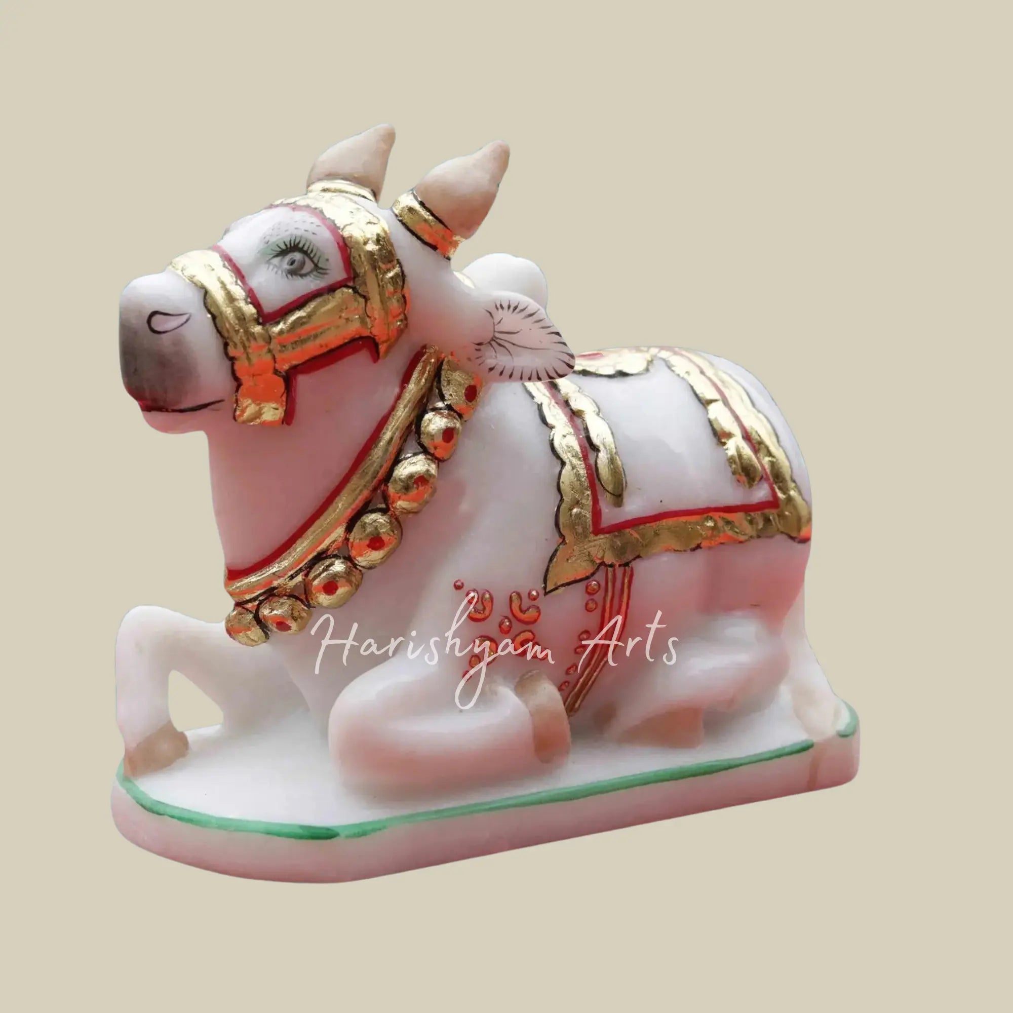 7 inches Nandi Moorti in White Marble1