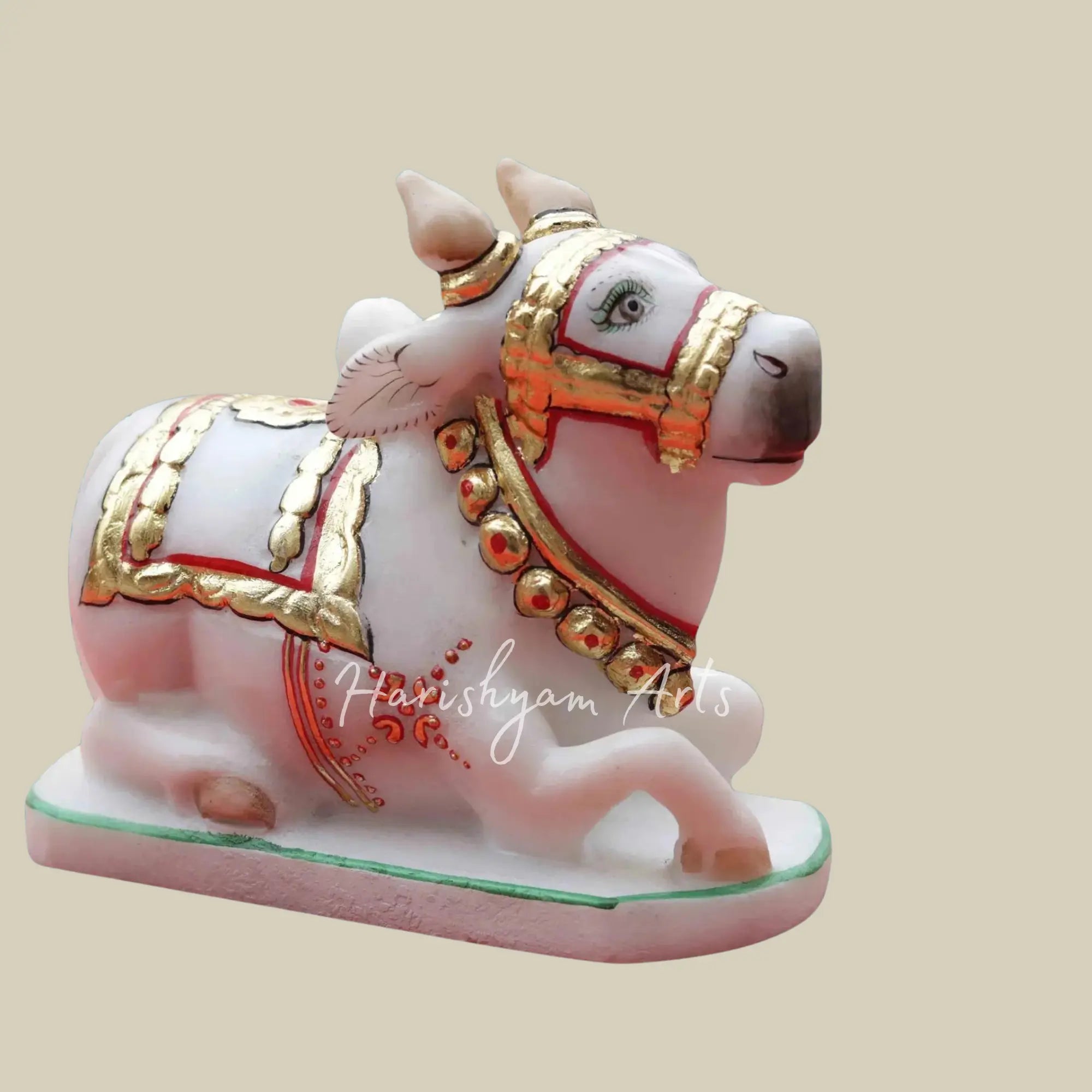 7 inches Nandi Moorti in White Marble2