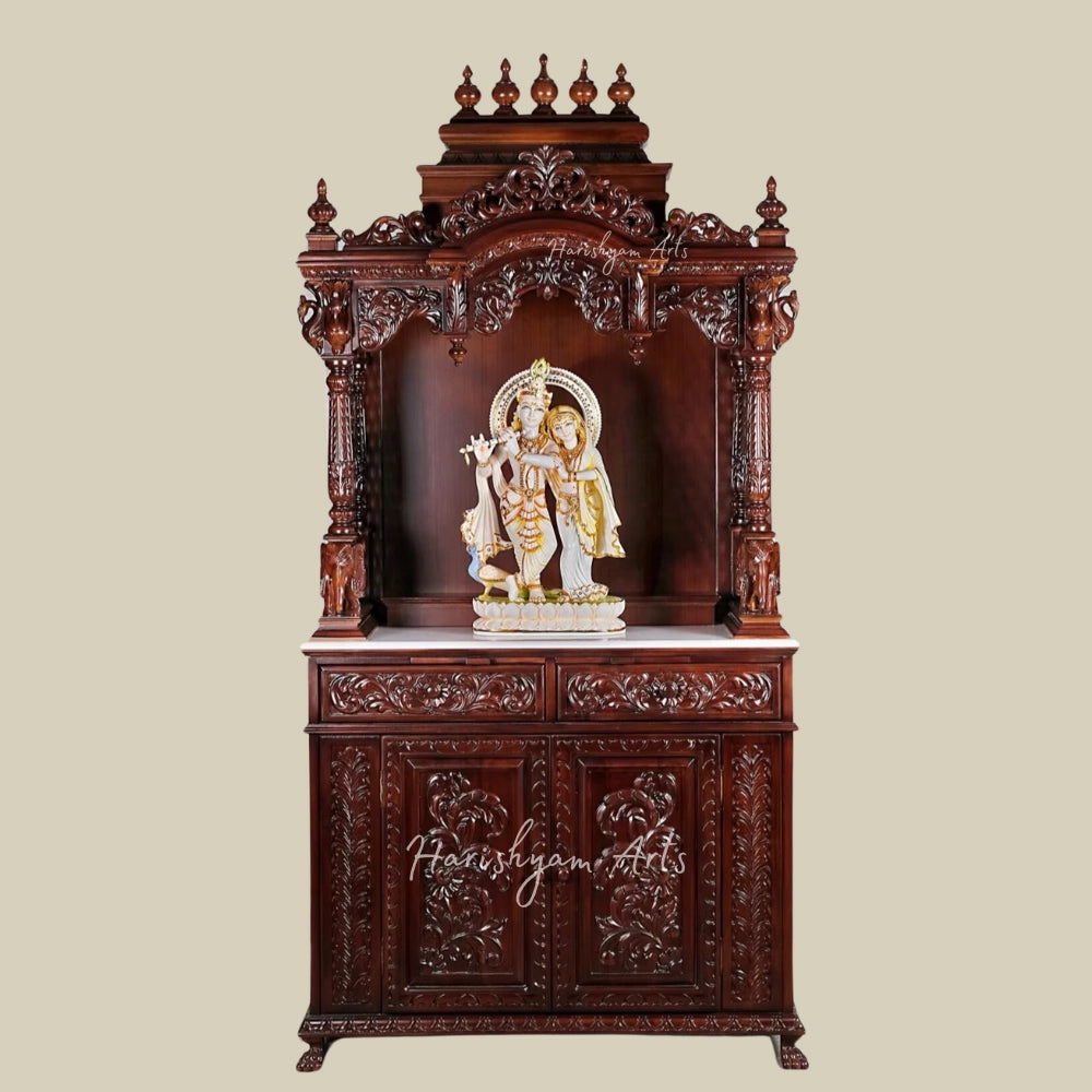 81" Teak Wood Temple with Cabinets & Drawers