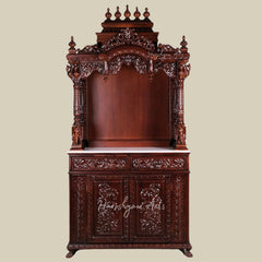 81" Teak Wood Temple with Cabinets & Drawers
