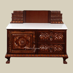 81" Large Teak Wood Puja Temple with Drawers