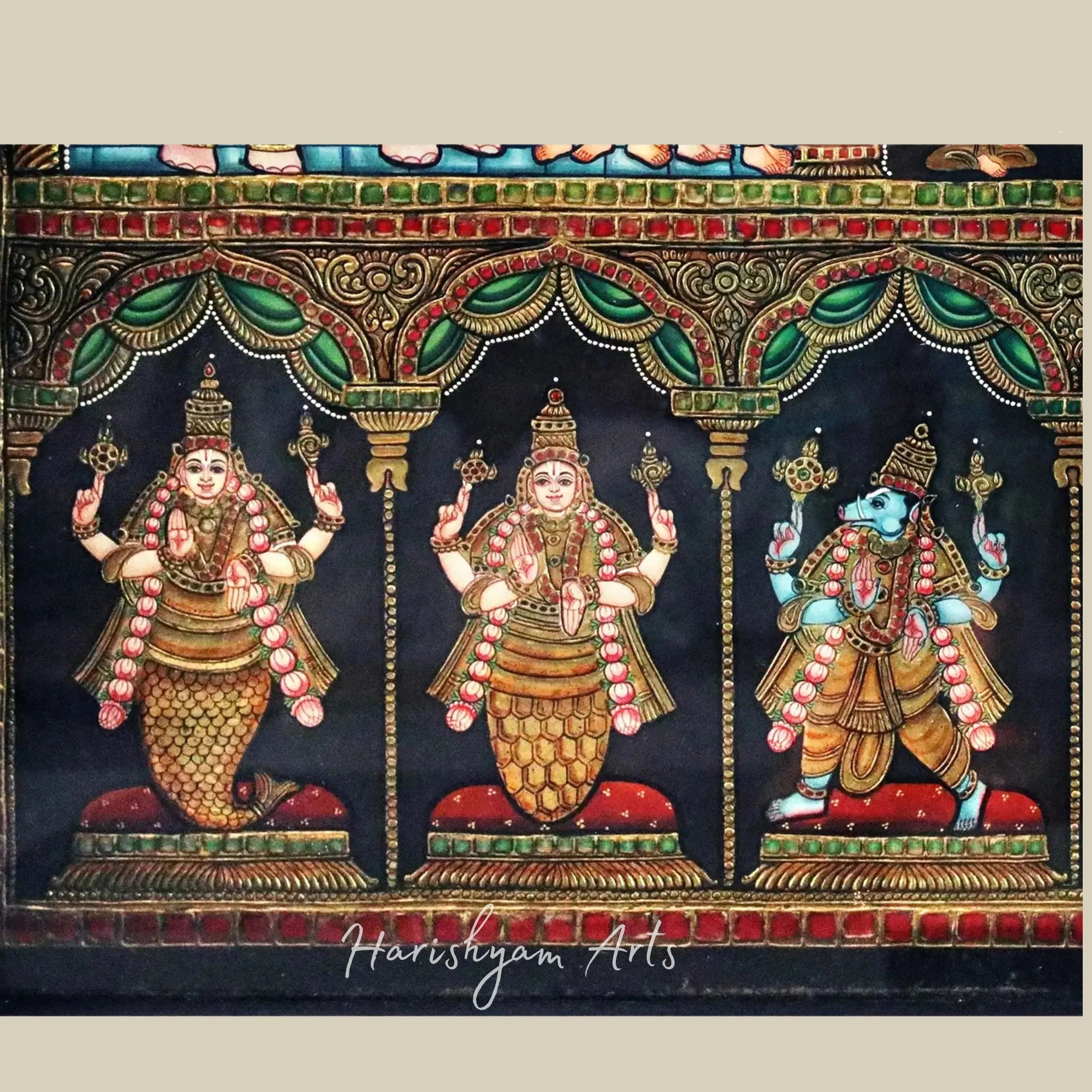 82" Sri Rama Pattabhishekam Tanjore Painting Depicting Coronation Ceremony