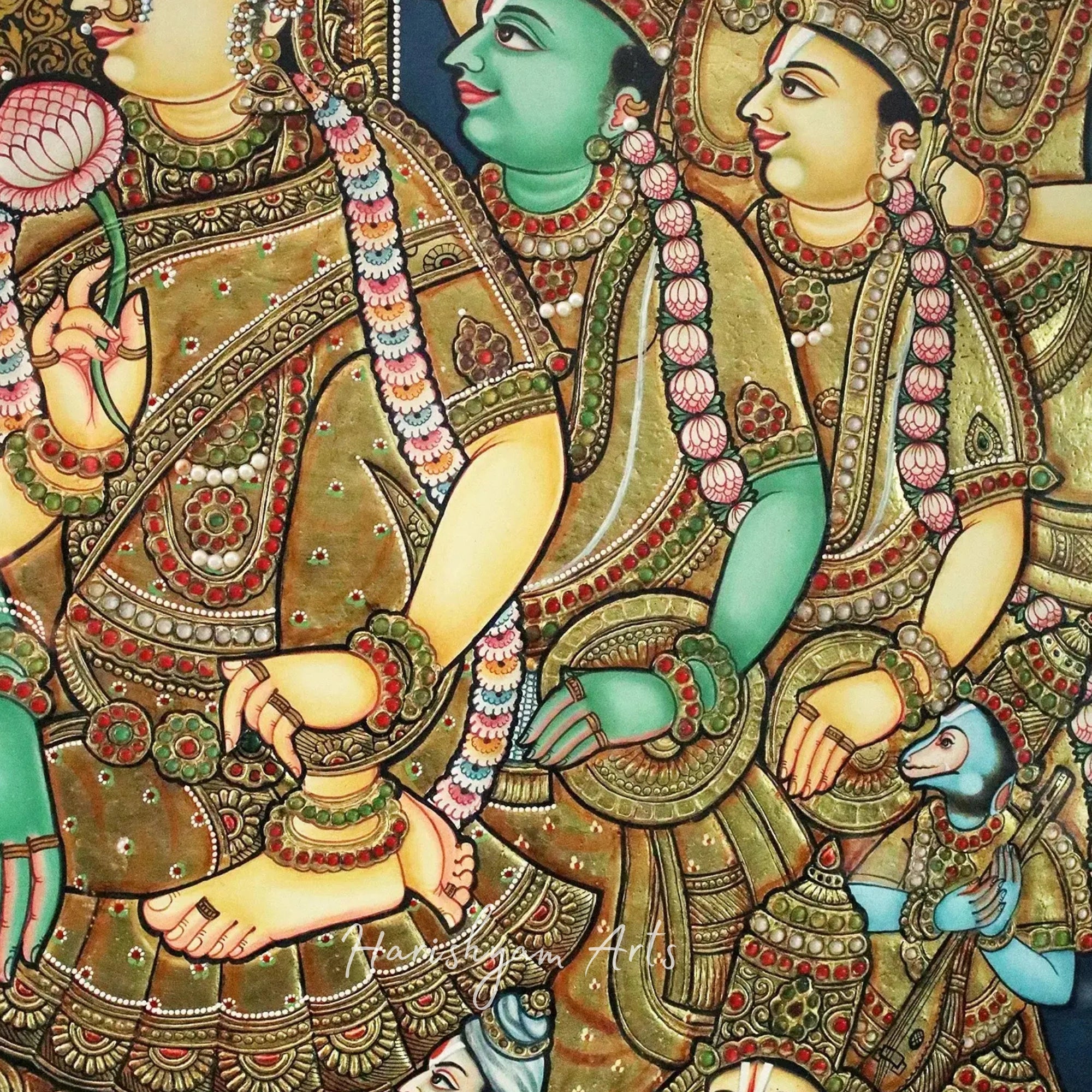 82" Sri Rama Pattabhishekam Tanjore Painting Depicting Coronation Ceremony