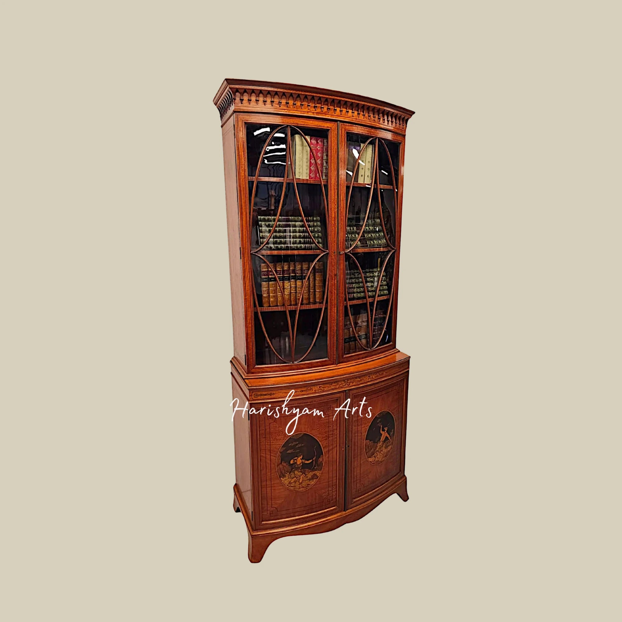 84" Teak Wood Antique Bookcase for Hotels, Home & Library1