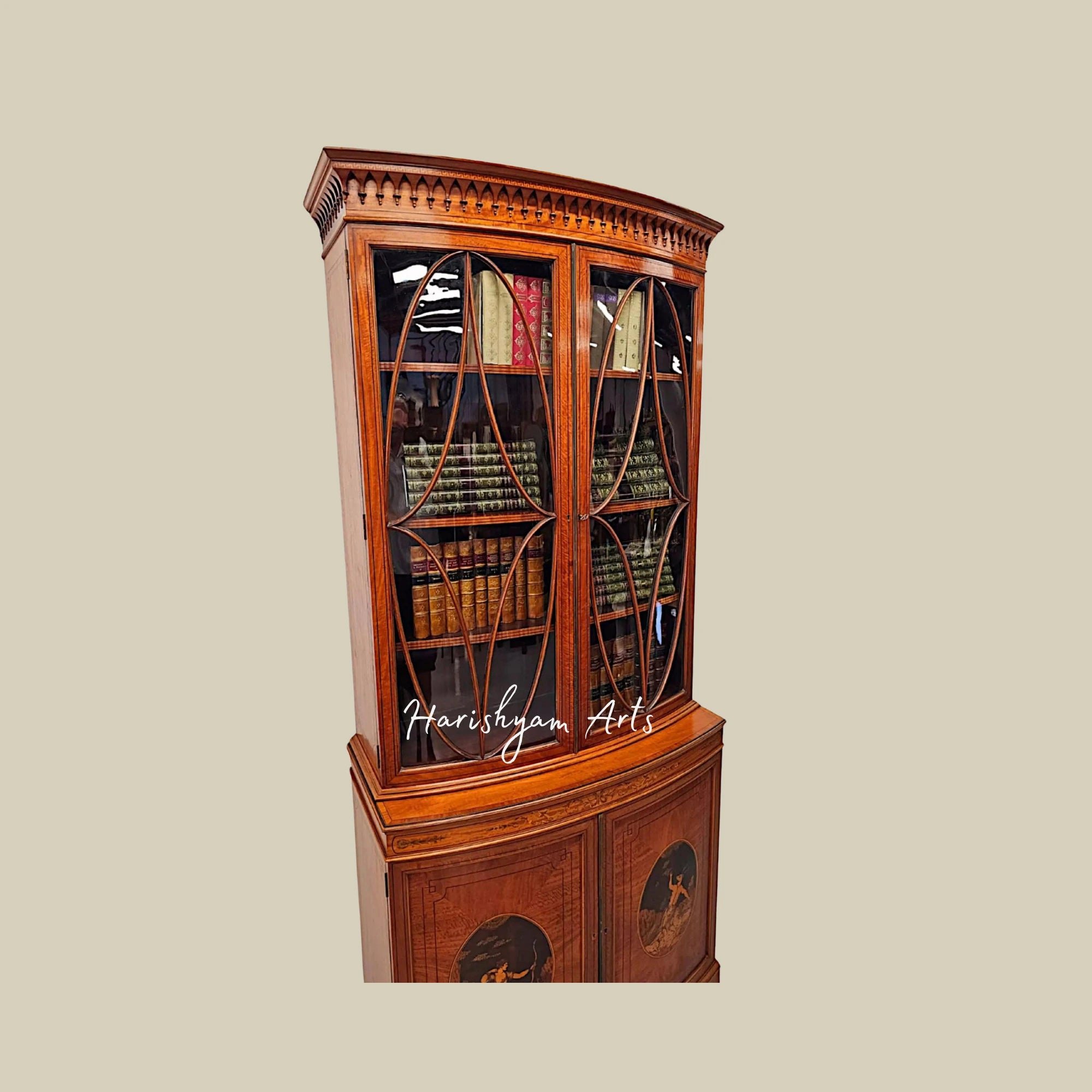 84" Teak Wood Antique Bookcase for Hotels, Home & Library7