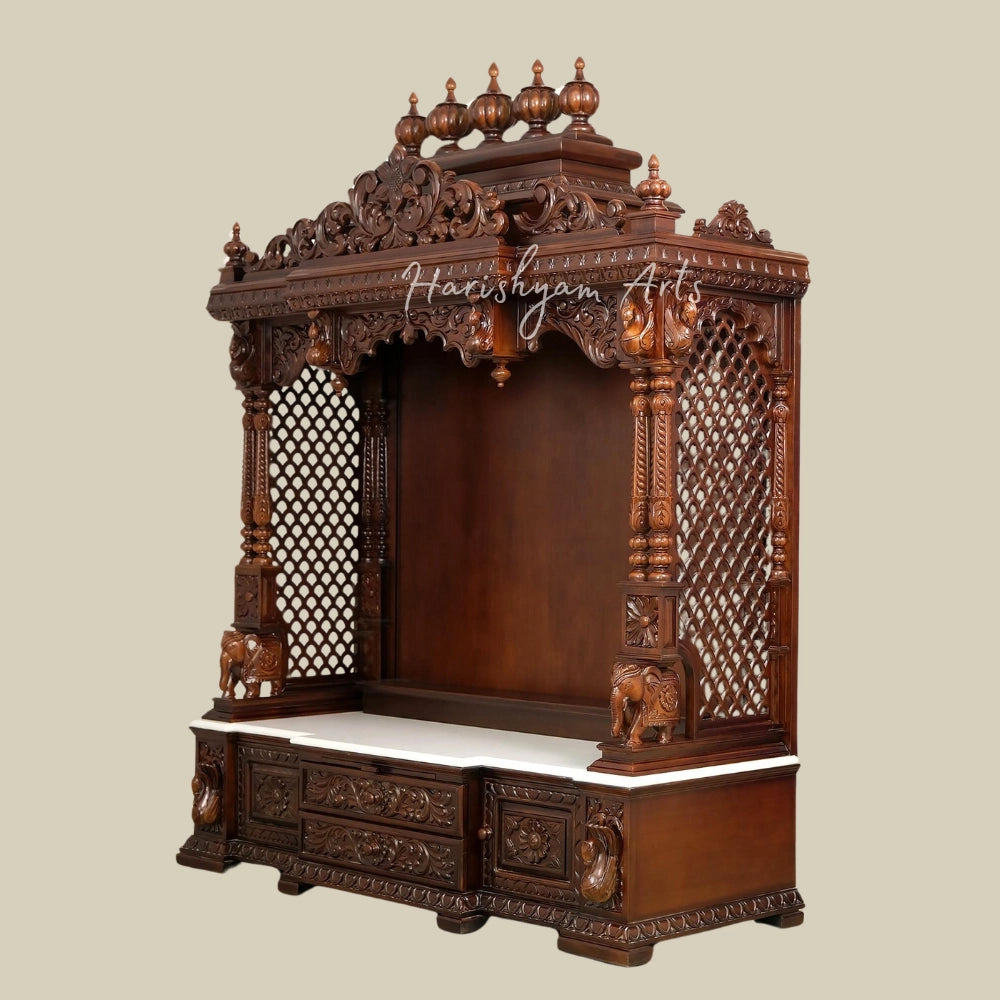 85" Teak Wood Pooja Mandir