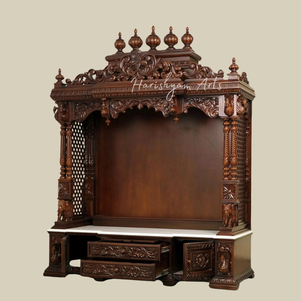 85" Teak Wood Pooja Mandir