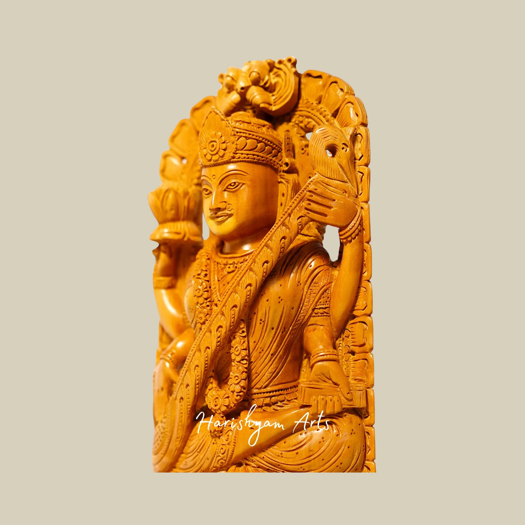 8" Antique Wooden Saraswati Idol with Kitimukha Arch5