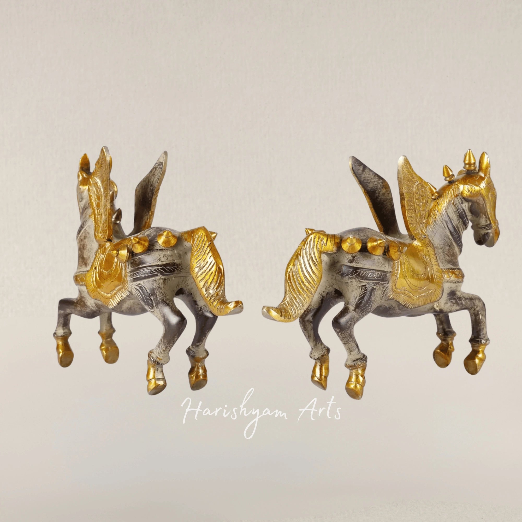 8" Elegant Brass Horse Figurine for Luxury Home Decor