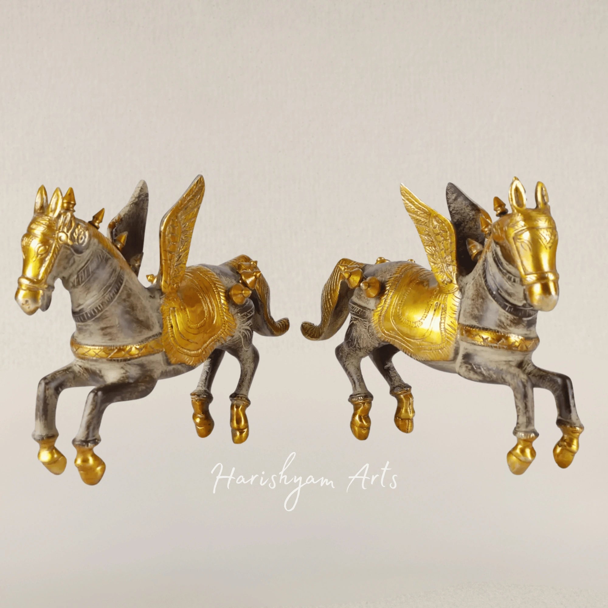 8" Elegant Brass Horse Figurine for Luxury Home Decor