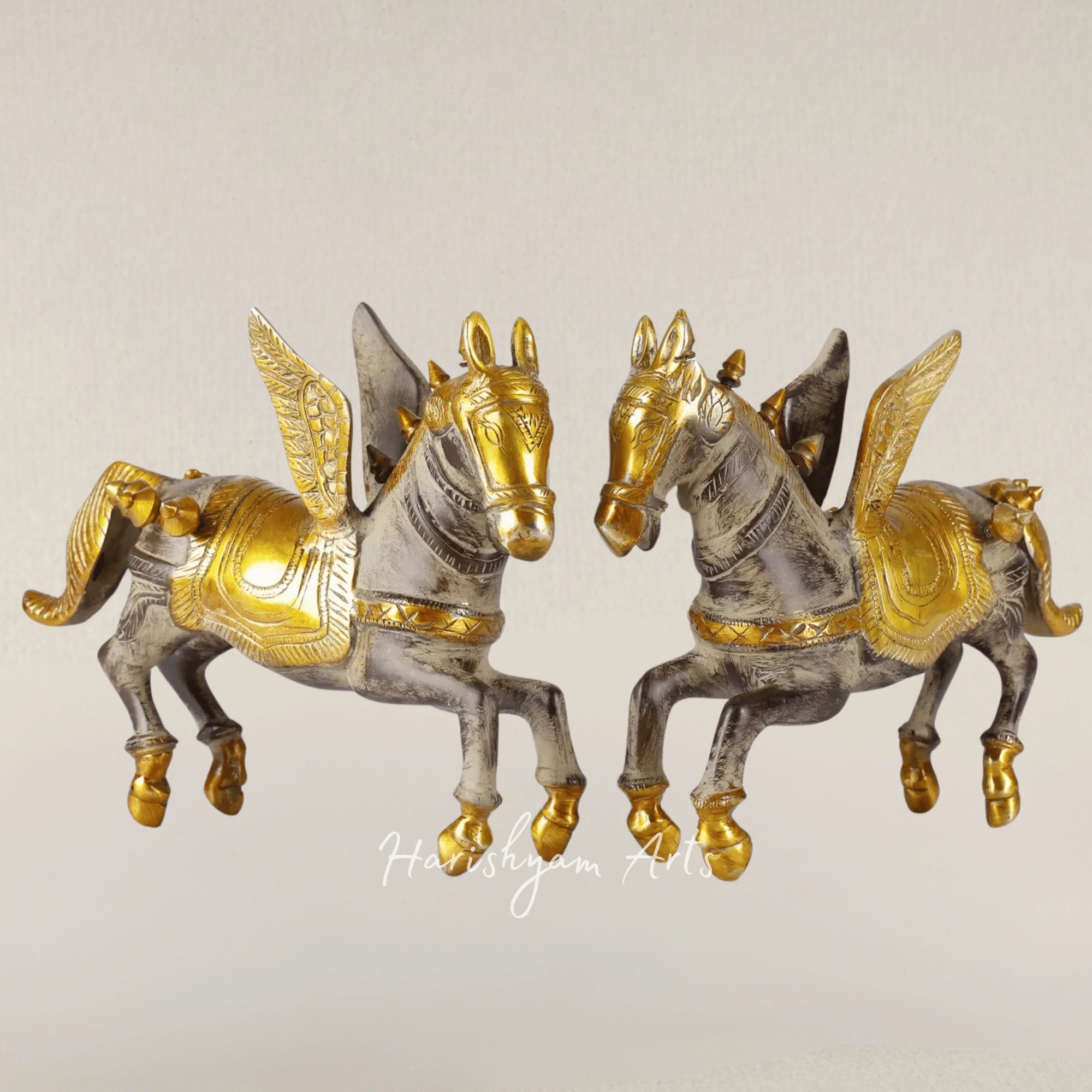 8" Elegant Brass Horse Figurine for Luxury Home Decor