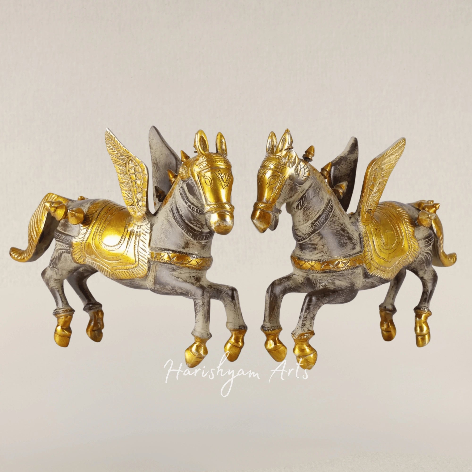 8" Elegant Brass Horse Figurine for Luxury Home Decor