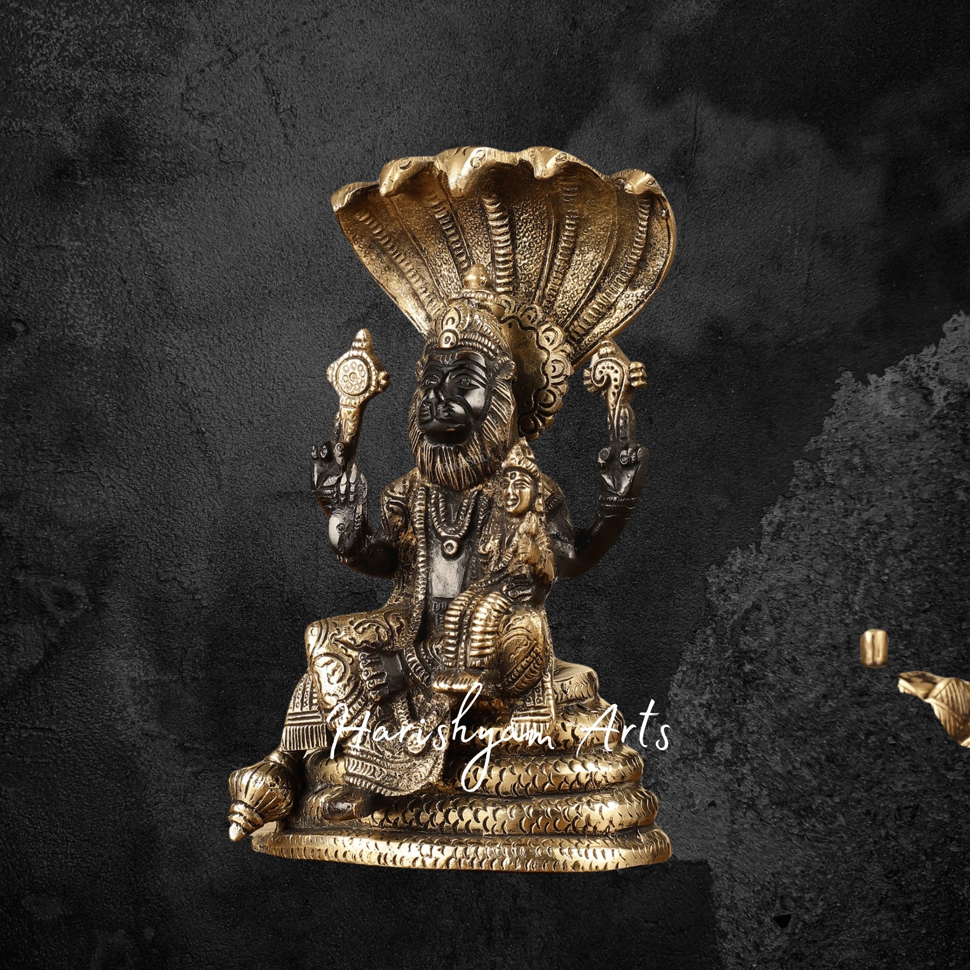 8" Handcrafted Brass Lakshmi Narasimha Murti – Divine Statue for Home Temple2