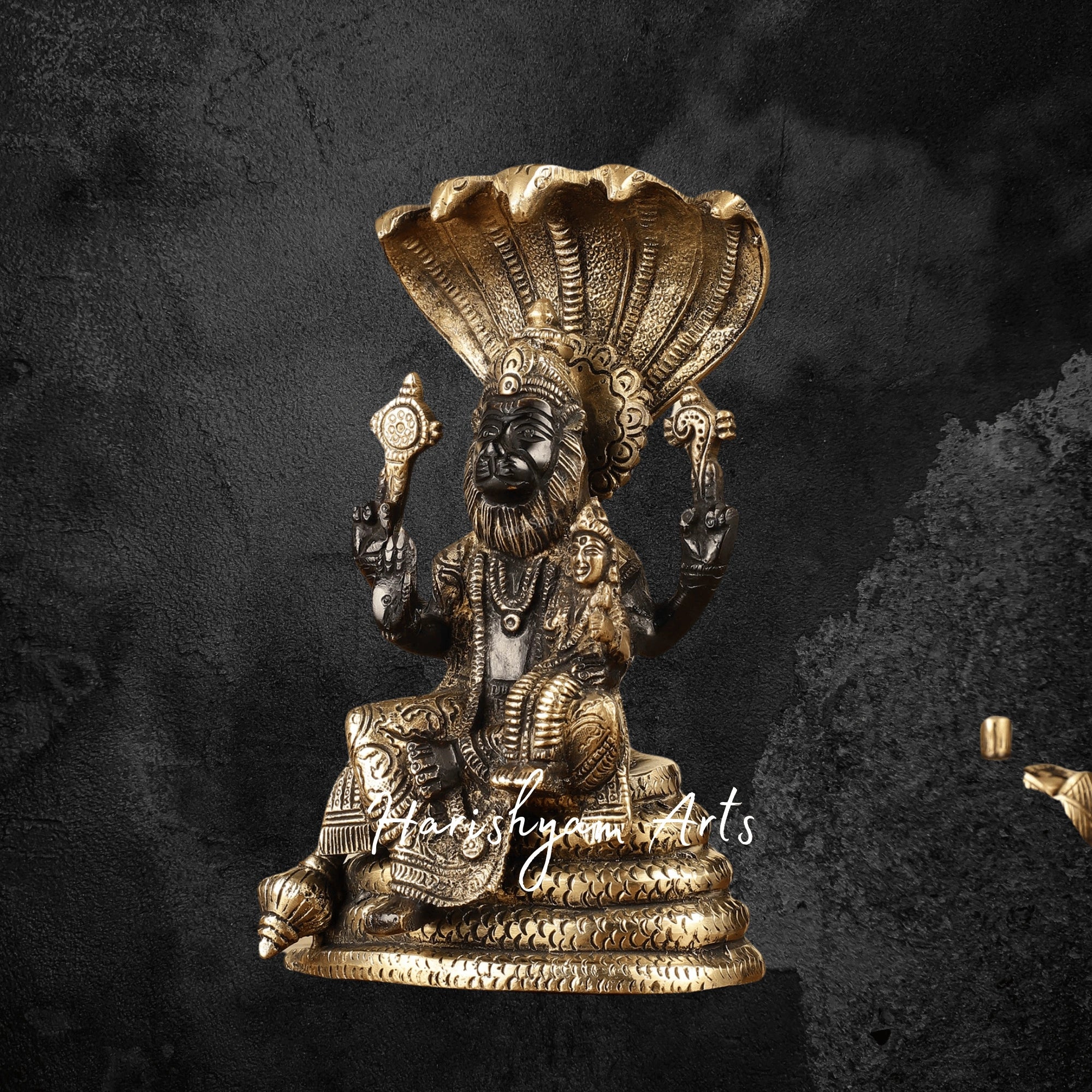 8" Handcrafted Brass Lakshmi Narasimha Murti – Divine Statue for Home Temple4