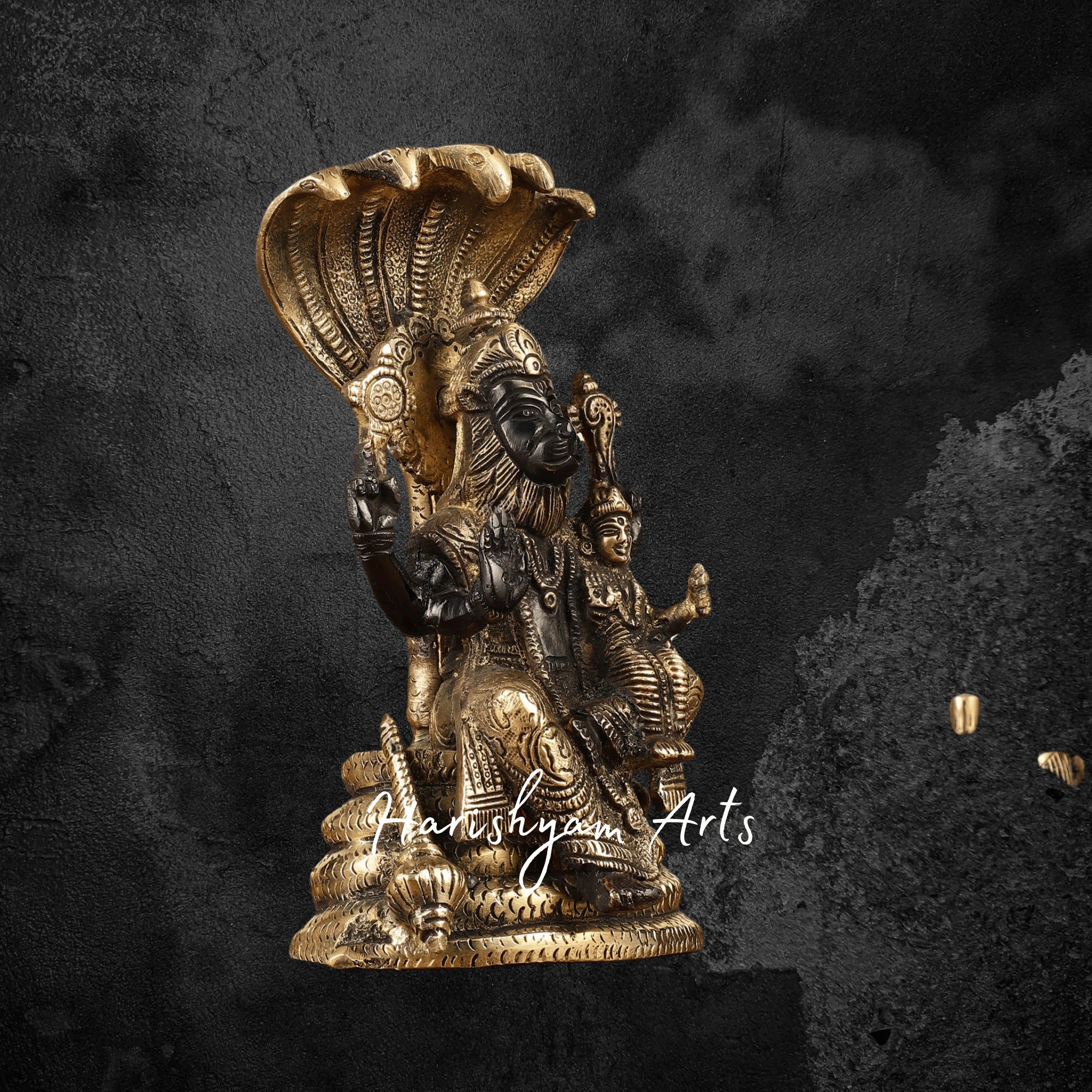 8" Handcrafted Brass Lakshmi Narasimha Murti – Divine Statue for Home Temple6