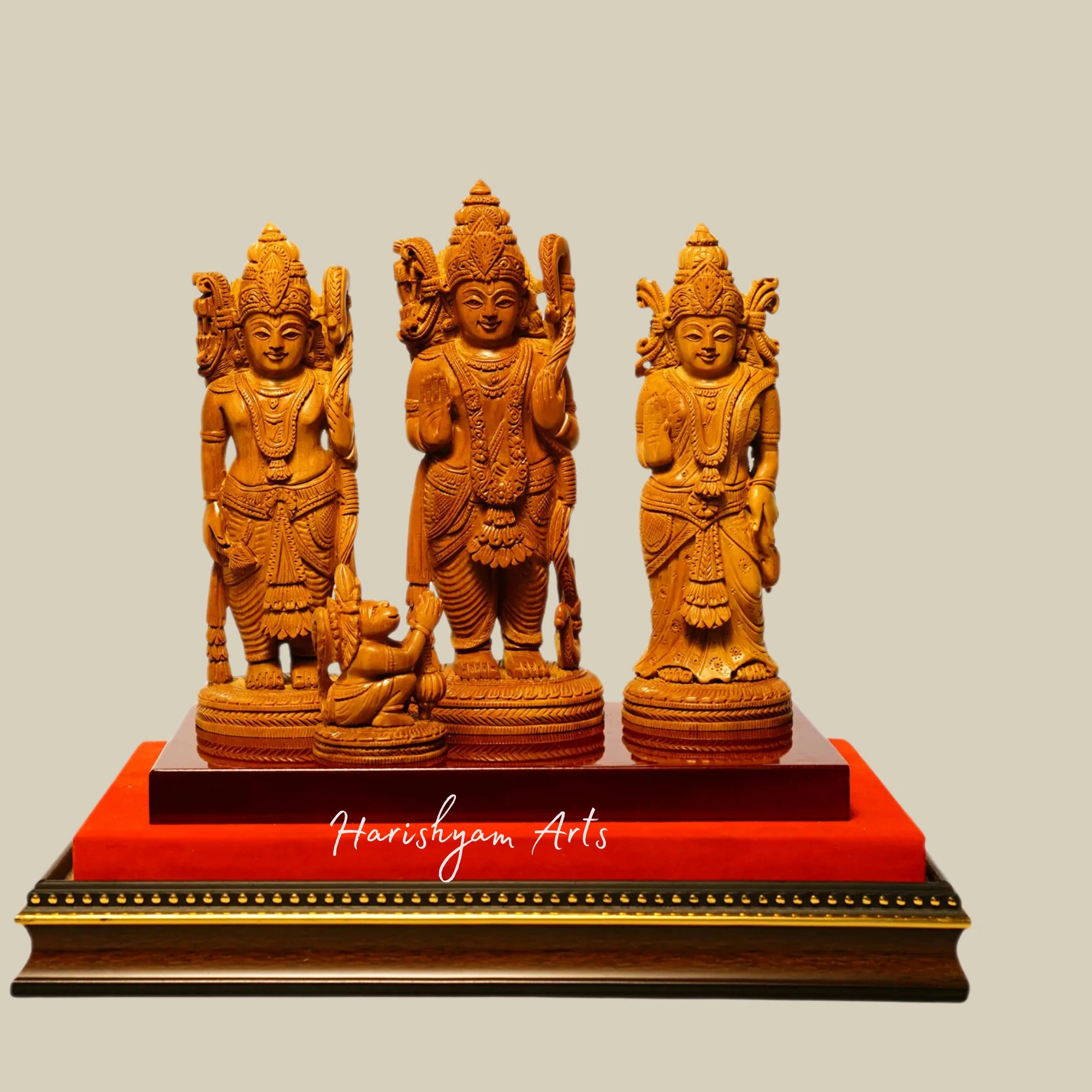 8" Handcrafted Ram Darbar Wooden Statue with Sandalwood Carving