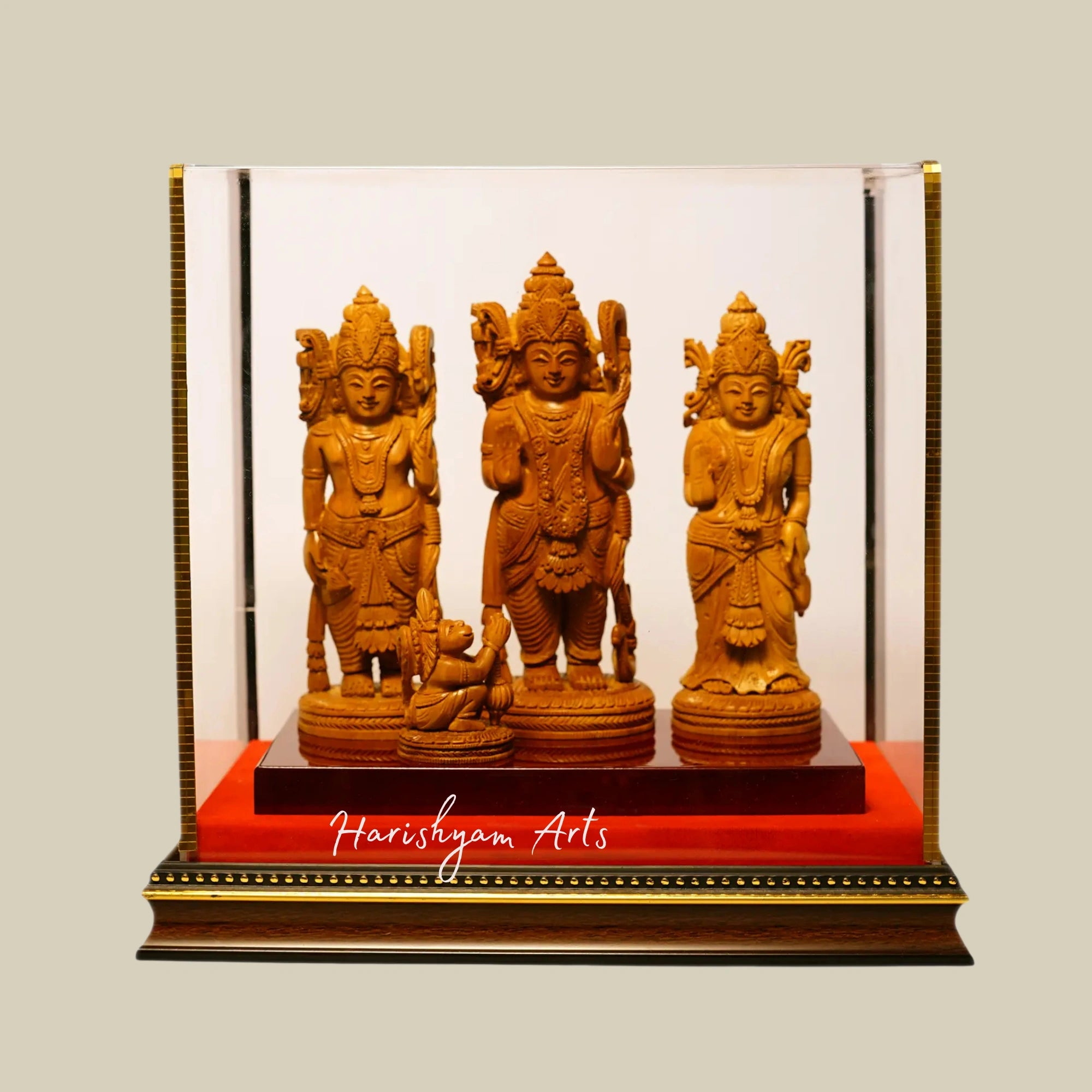 8" Handcrafted Ram Darbar Wooden Statue with Sandalwood Carving1