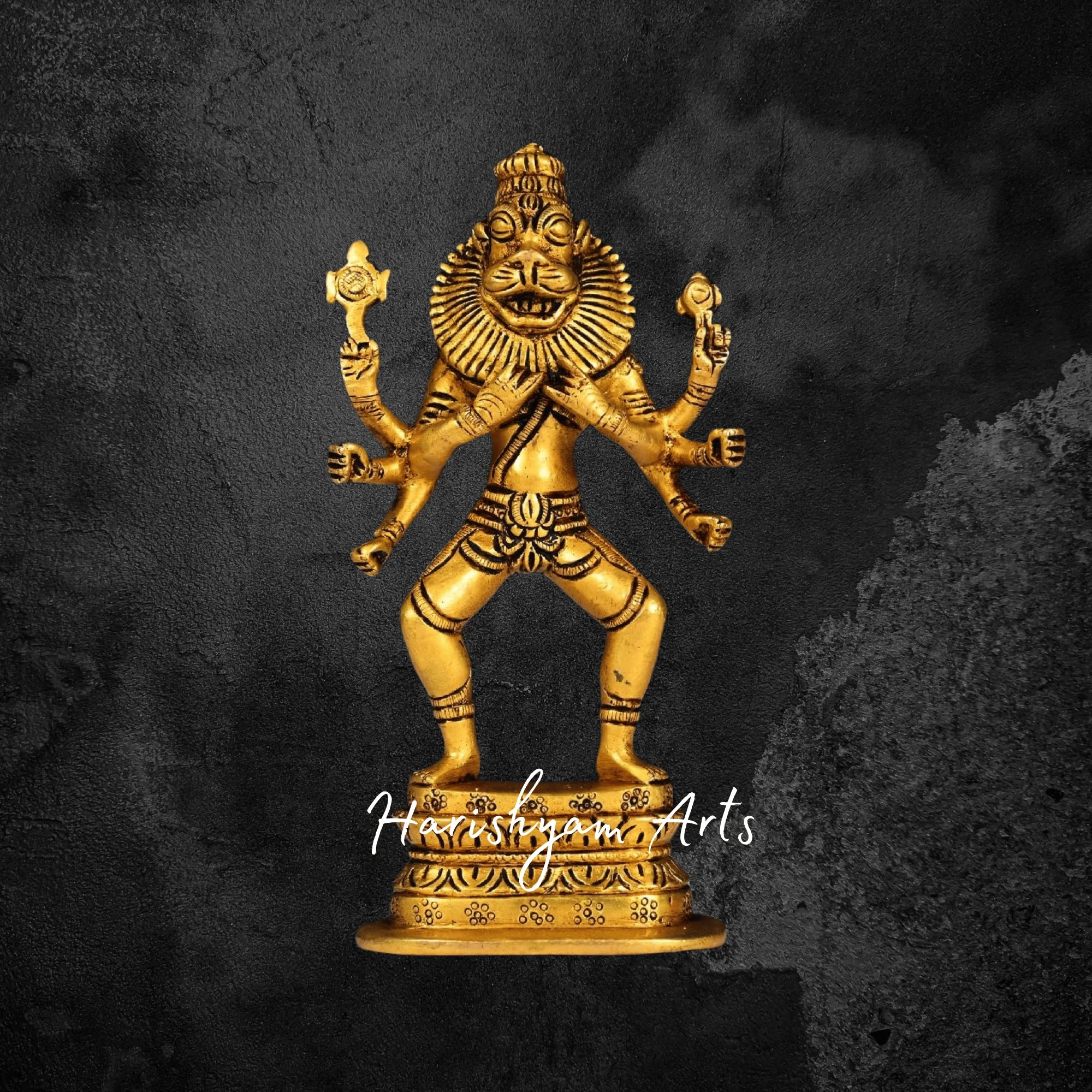 8" Pure Brass Narasimha Murti for Daily Pooja and Vastu Energy Balance