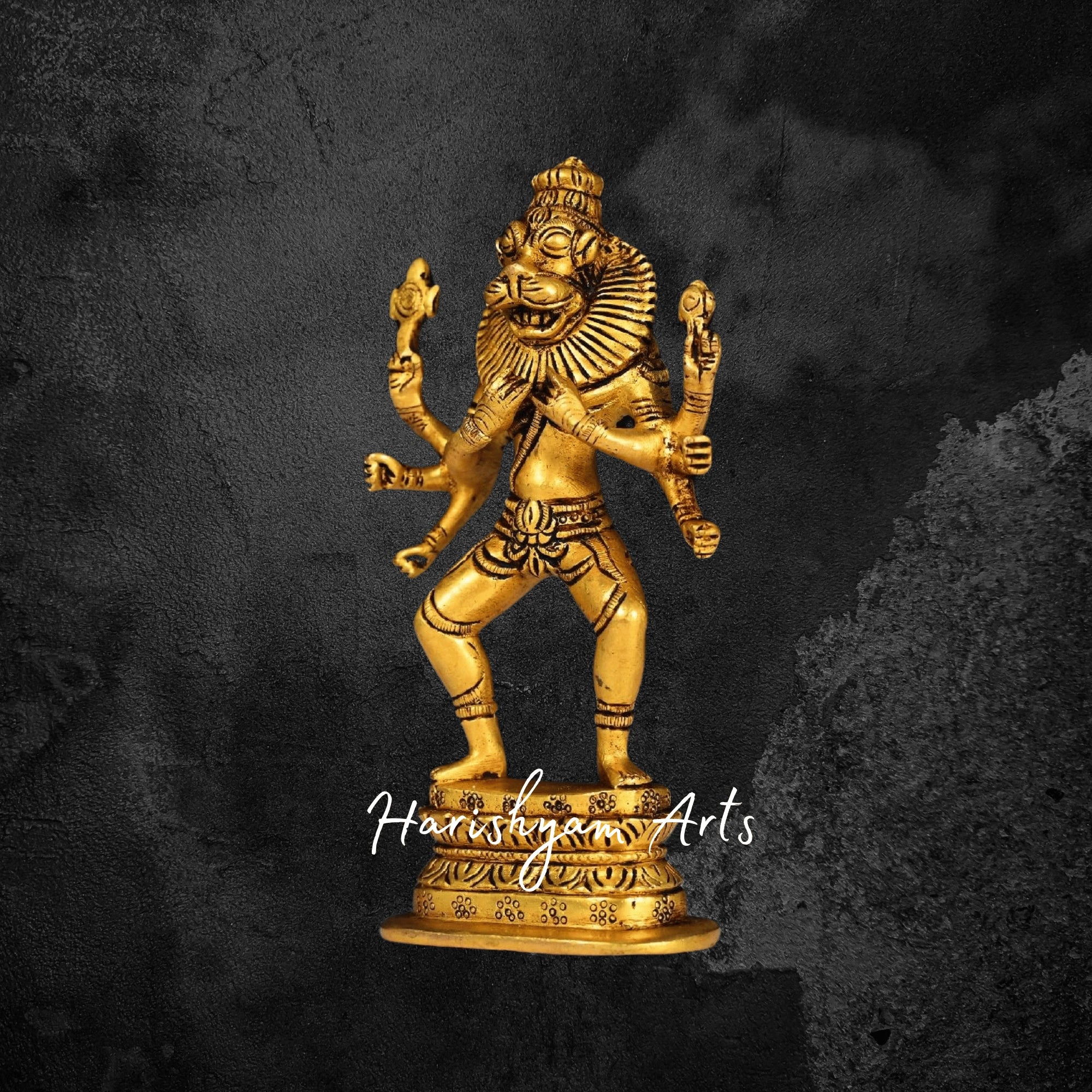 8" Pure Brass Narasimha Murti for Daily Pooja and Vastu Energy Balance1