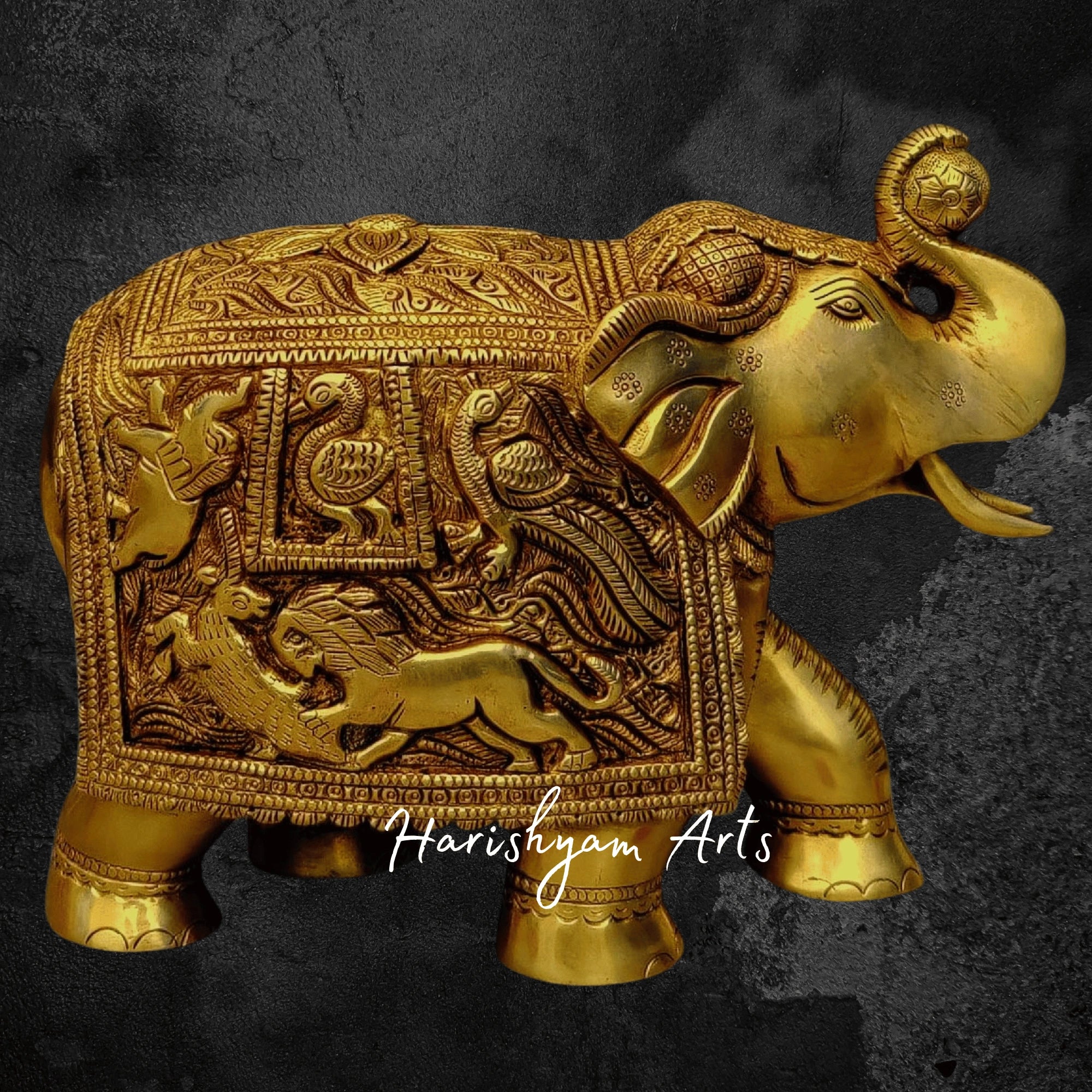 8" Royal Brass Elephant Figurine for Luxurious Interiors