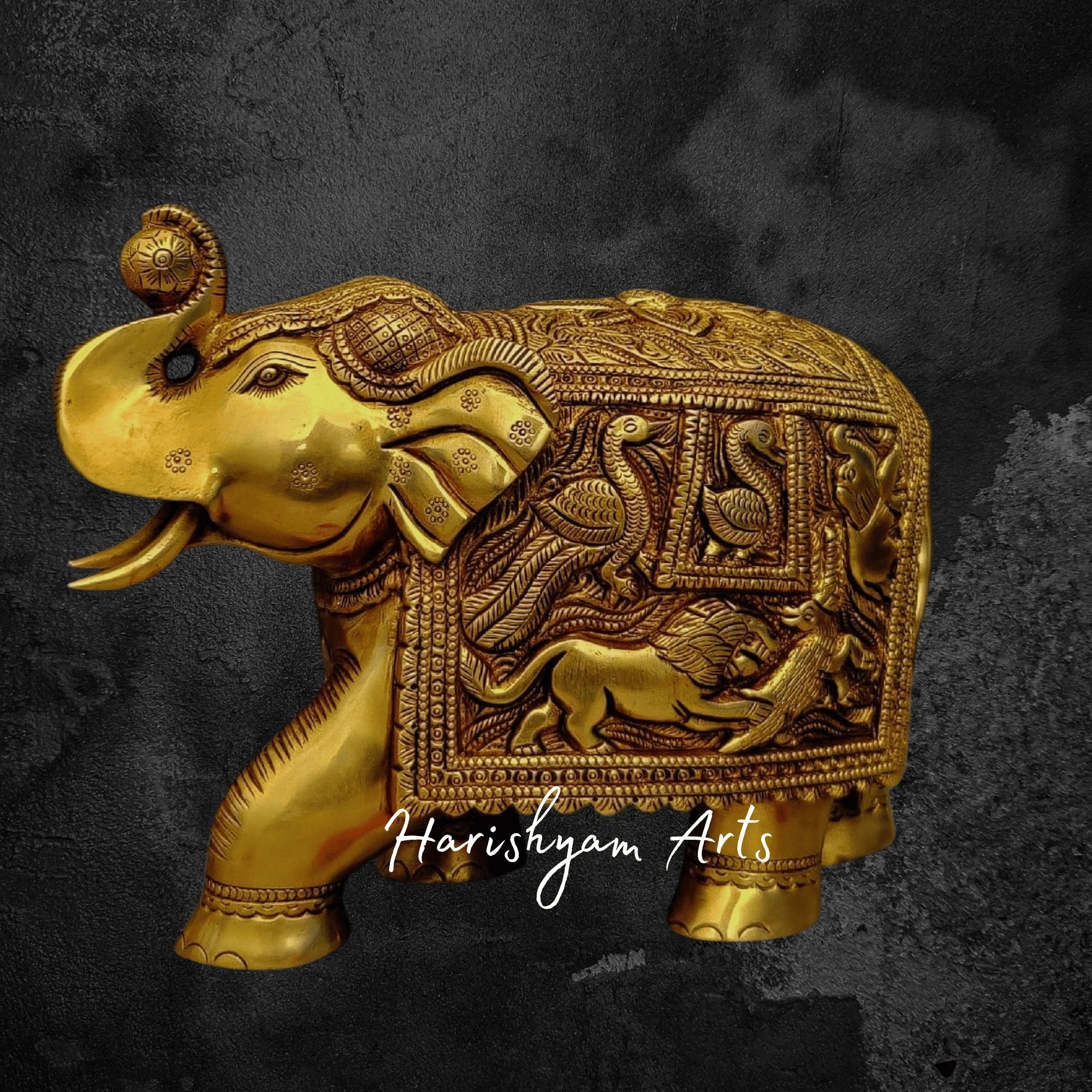 8" Royal Brass Elephant Figurine for Luxurious Interiors