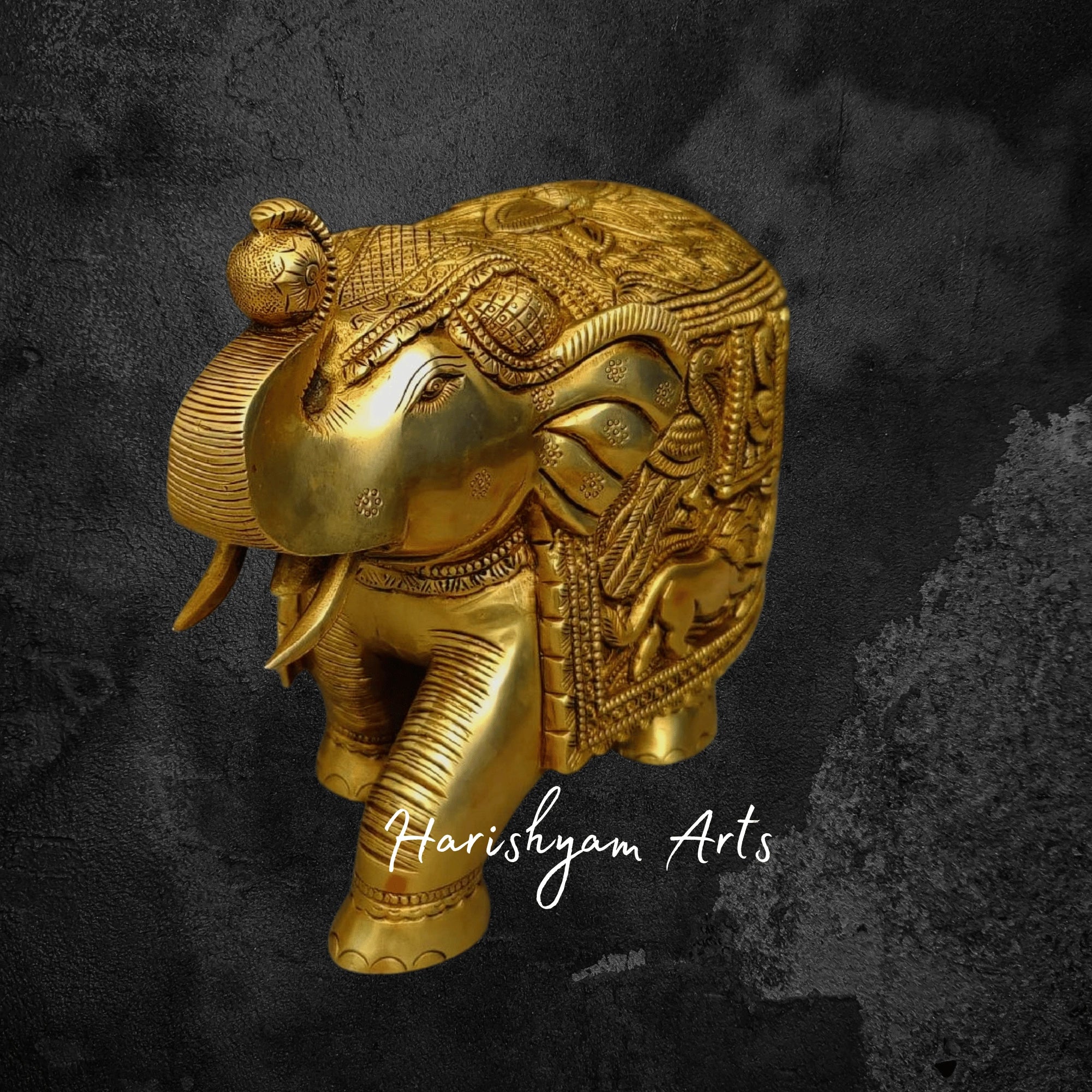 8" Royal Brass Elephant Figurine for Luxurious Interiors