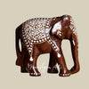 8" Wooden Inlay Elephant Statue with Intricate Detailing