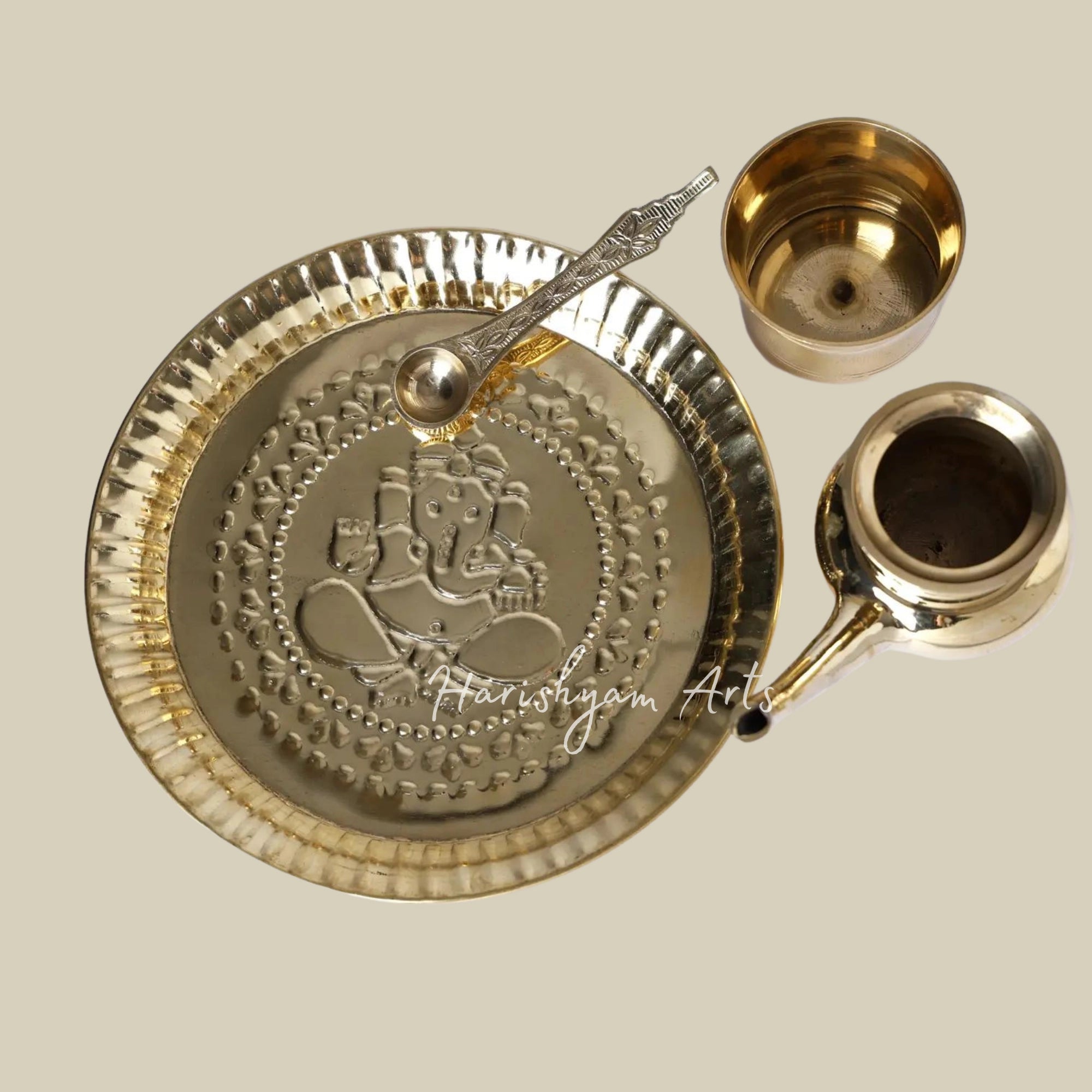 8" Brass Puja Thali Set | Ritual Items