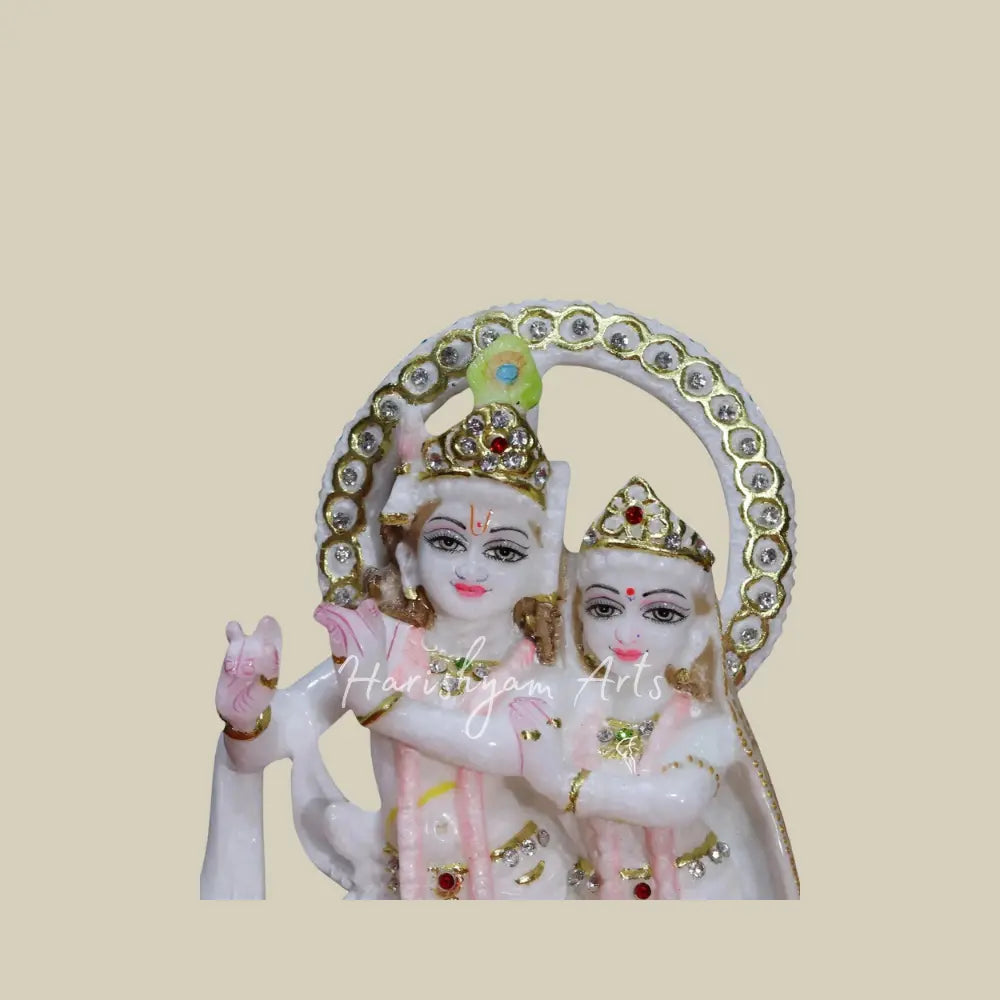 8" Marble Pair Of Radha Krishna Murti