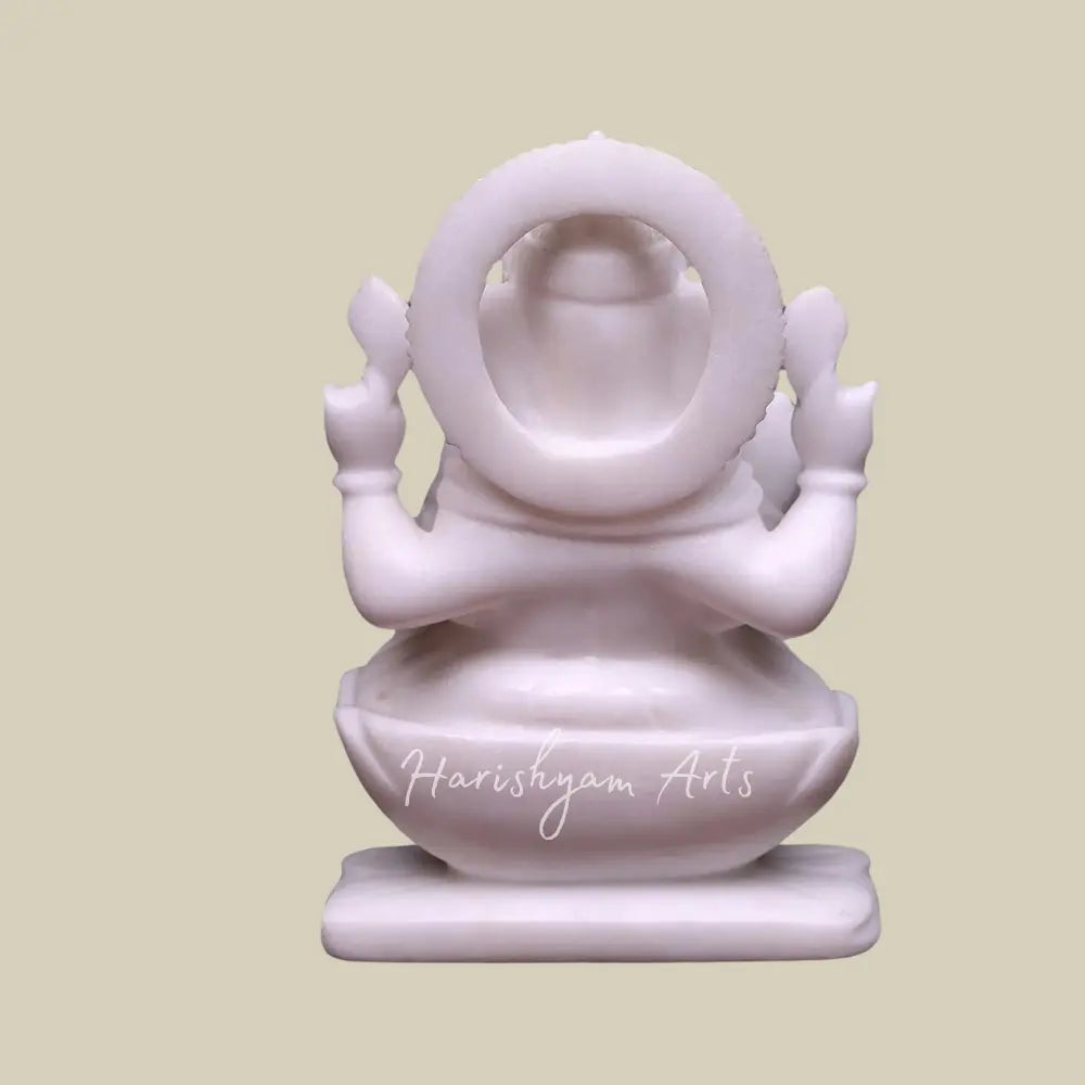 8" Pure White Marble Ganesha Statue