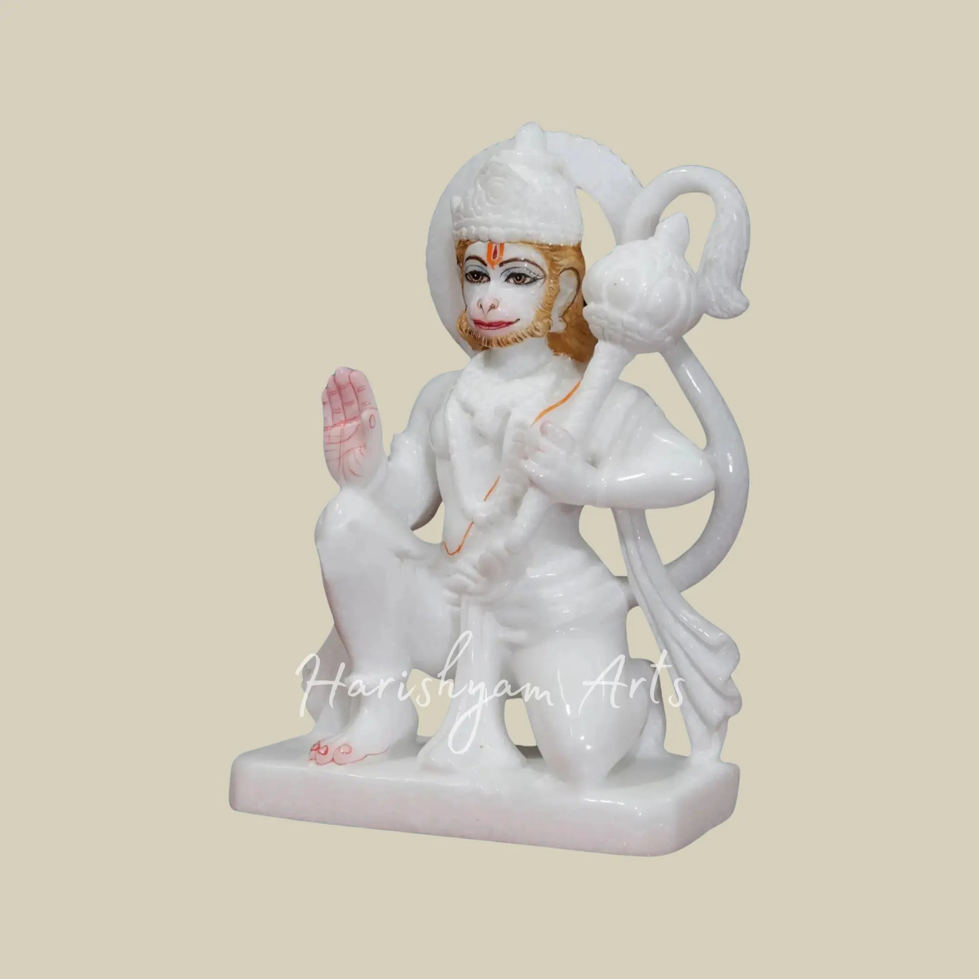 8 inches Pure White Small Hanuman Idol 1