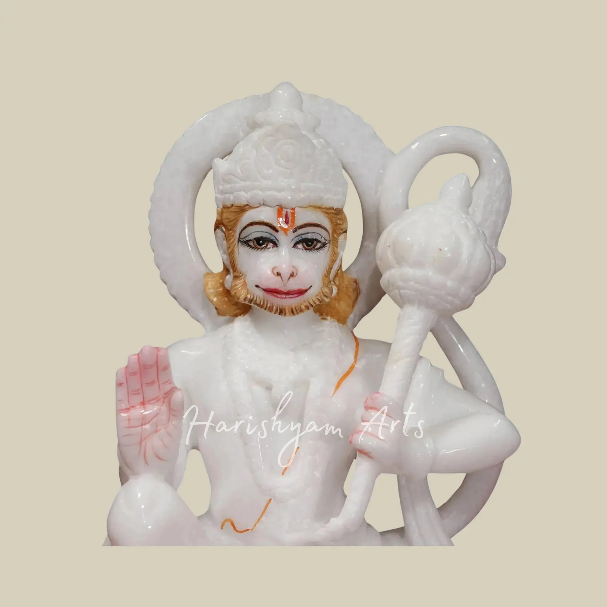 8 inches Pure White Small Hanuman Idol 3