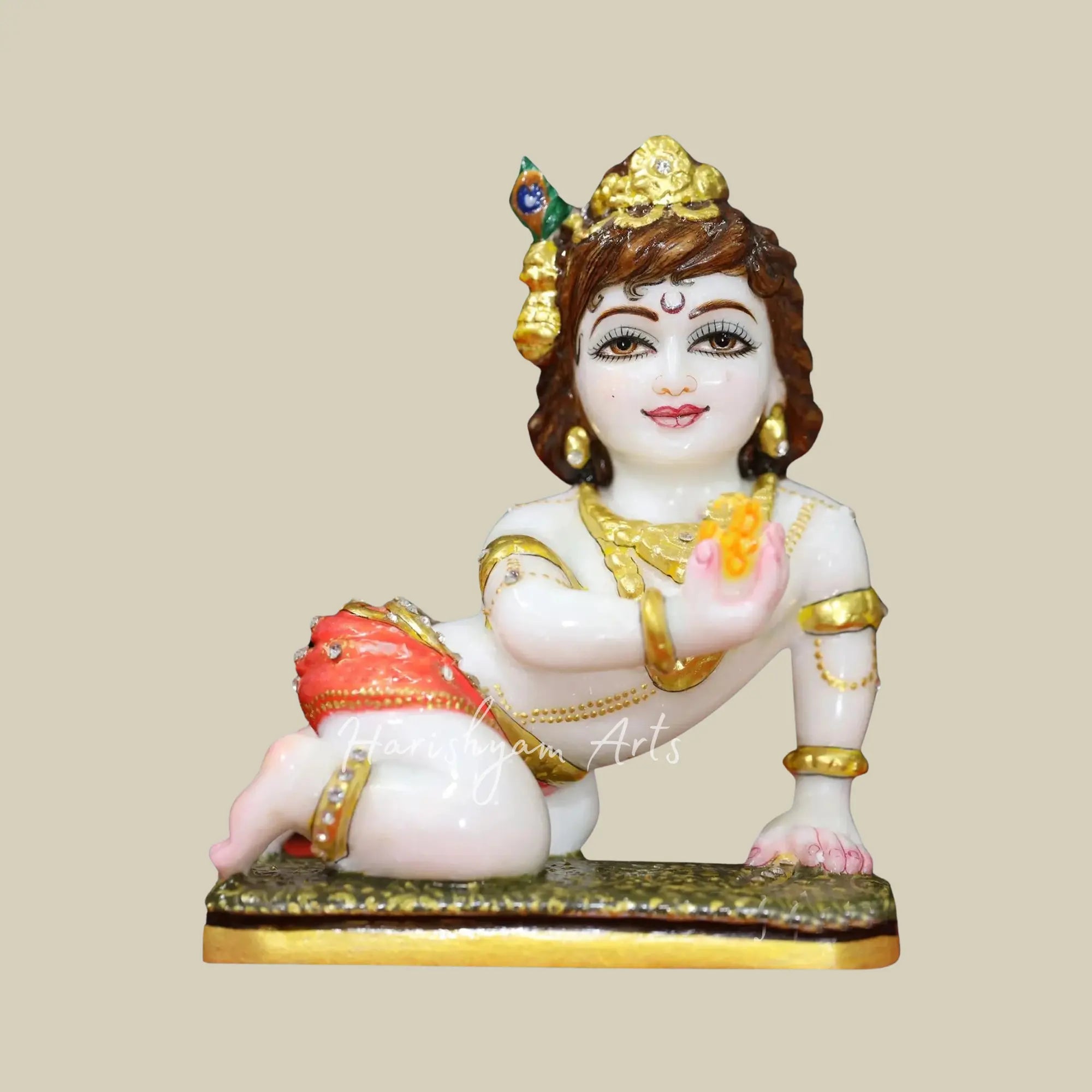 8 inches makrana marble ke laddu gopal murti