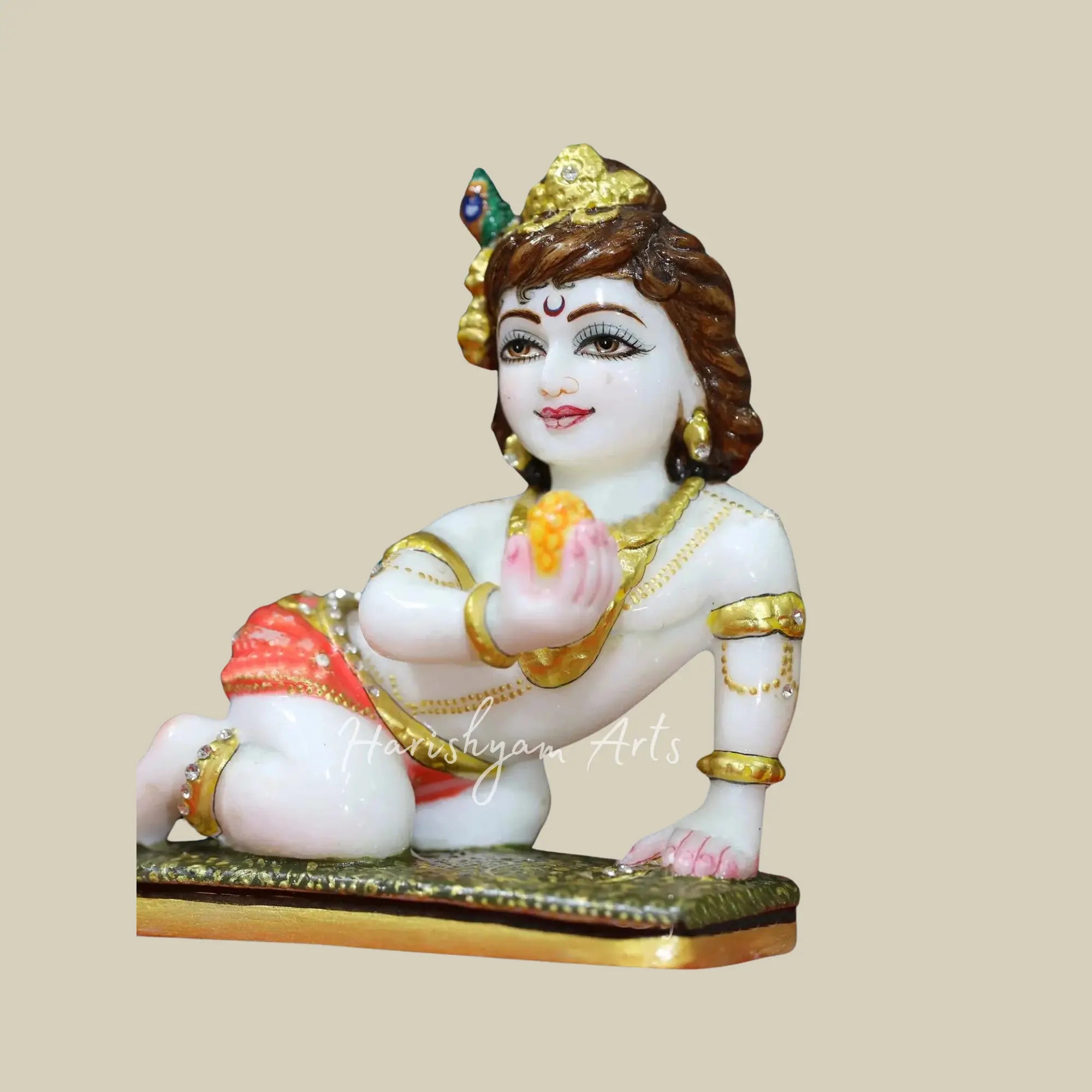 8 inches makrana marble ke laddu gopal murti 1