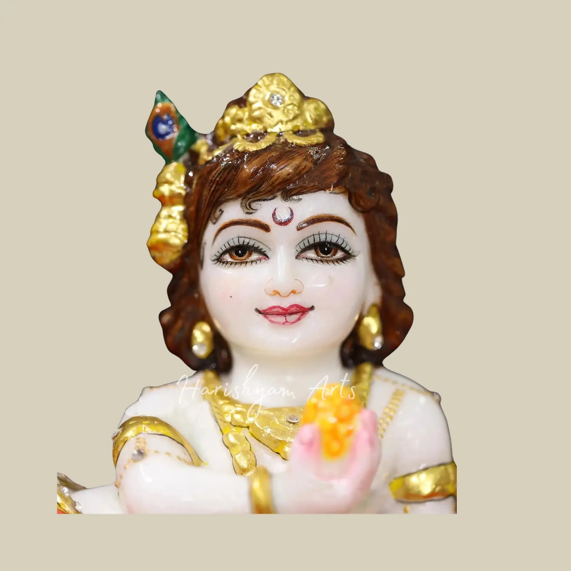 8 inches makrana marble ke laddu gopal murti 3