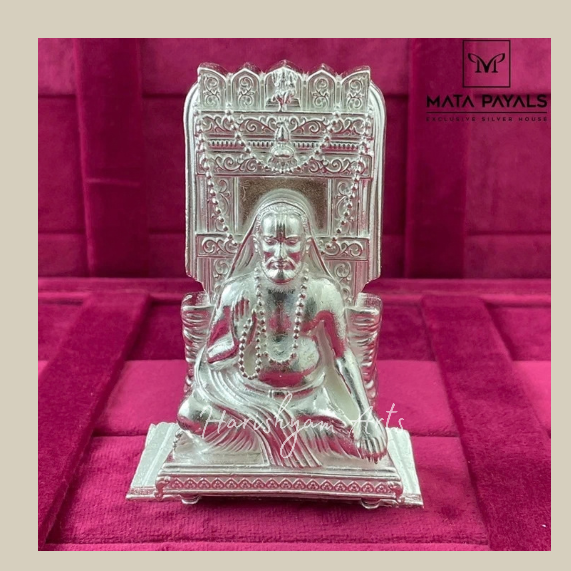 Raghavendra Swamy 925 Silver Devotional Murti 8.5 Cm