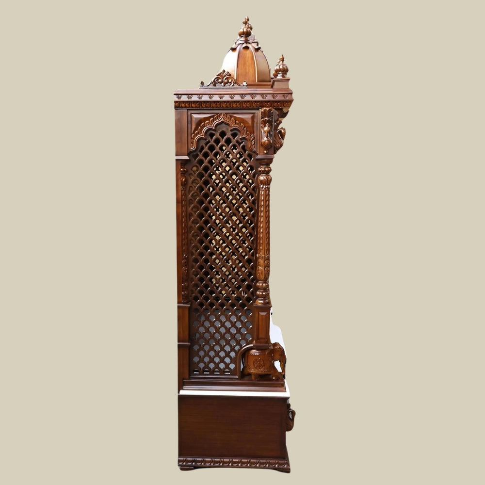 96" Large Pooja Mandir in Teak Wood With Doors