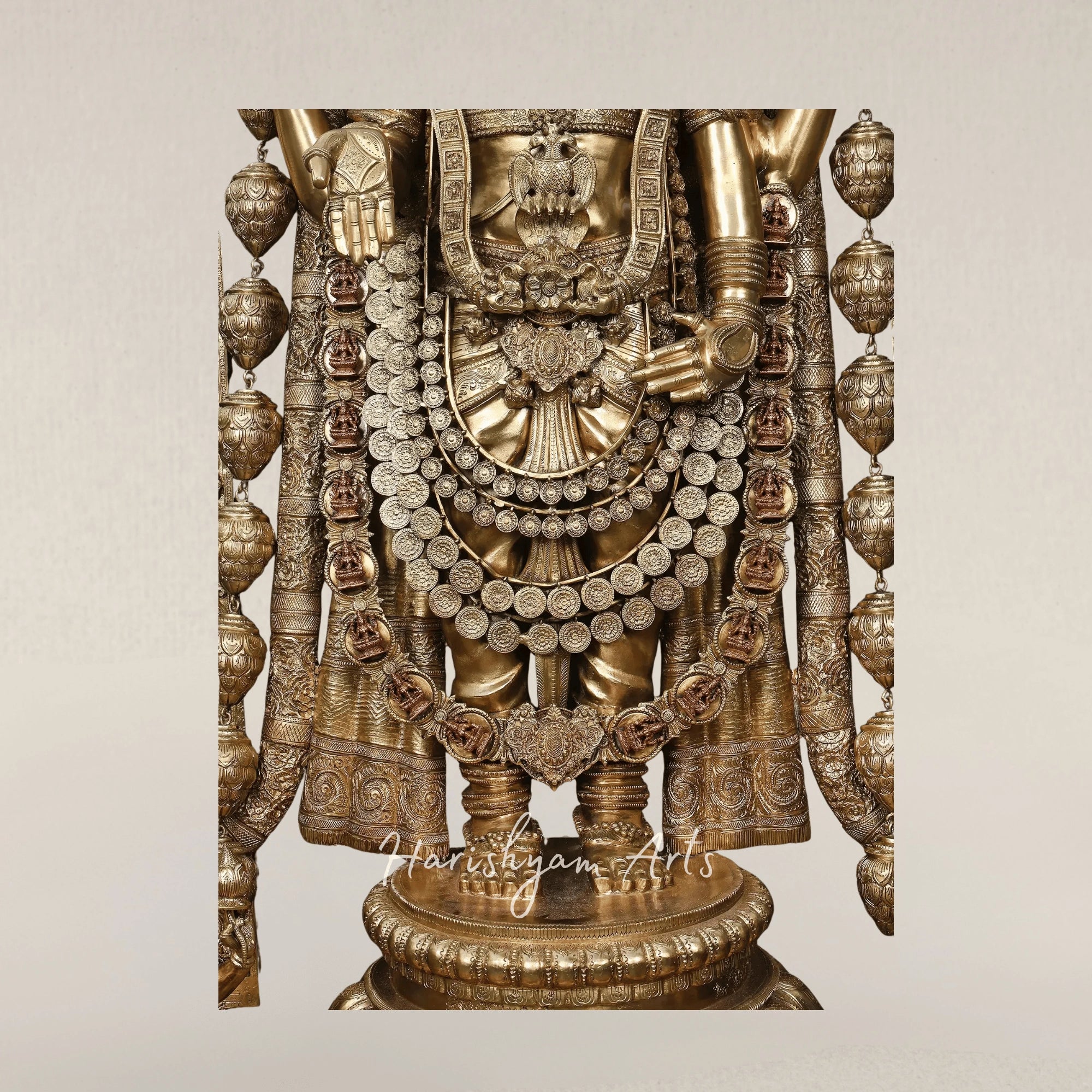 96" Grand Tirupati Balaji Panchaloha Bronze Idol with Dashavatara Base Carvings