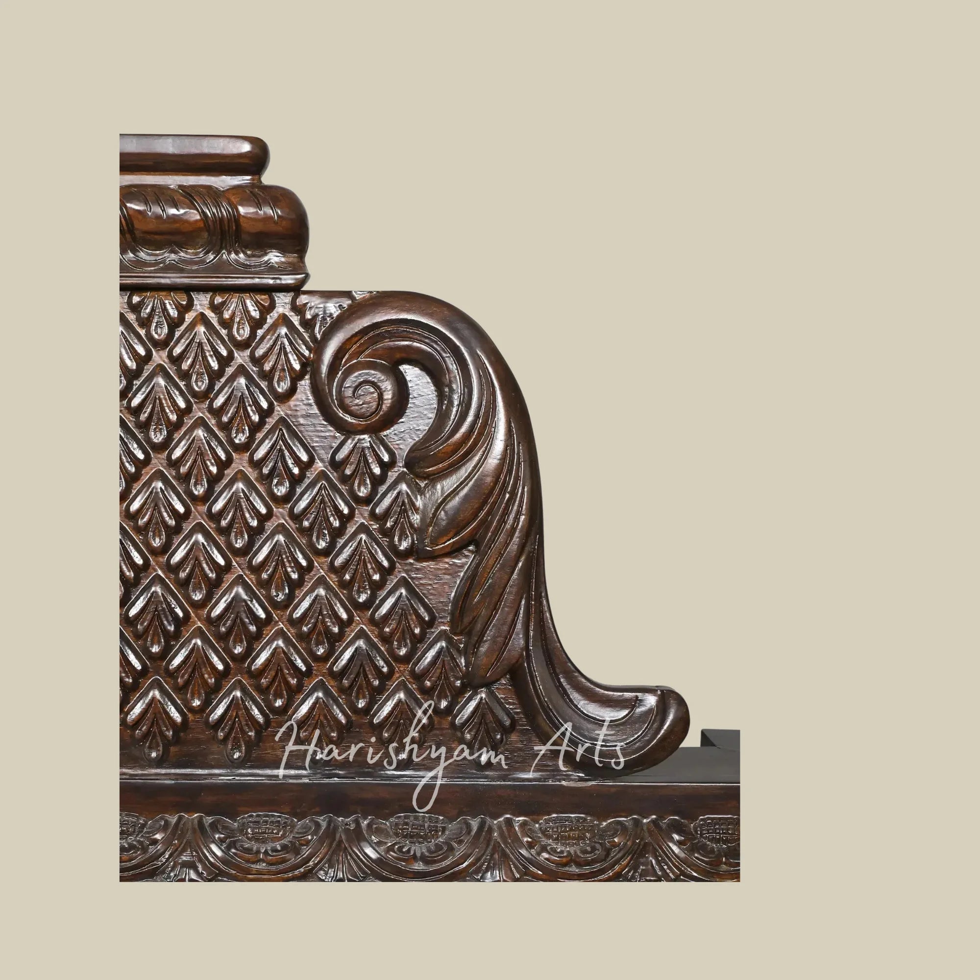 96" Traditional Wooden Tanjore Temple Frame with Saraswati Lakshmi and Rajarajeshwari Goddess Artwork