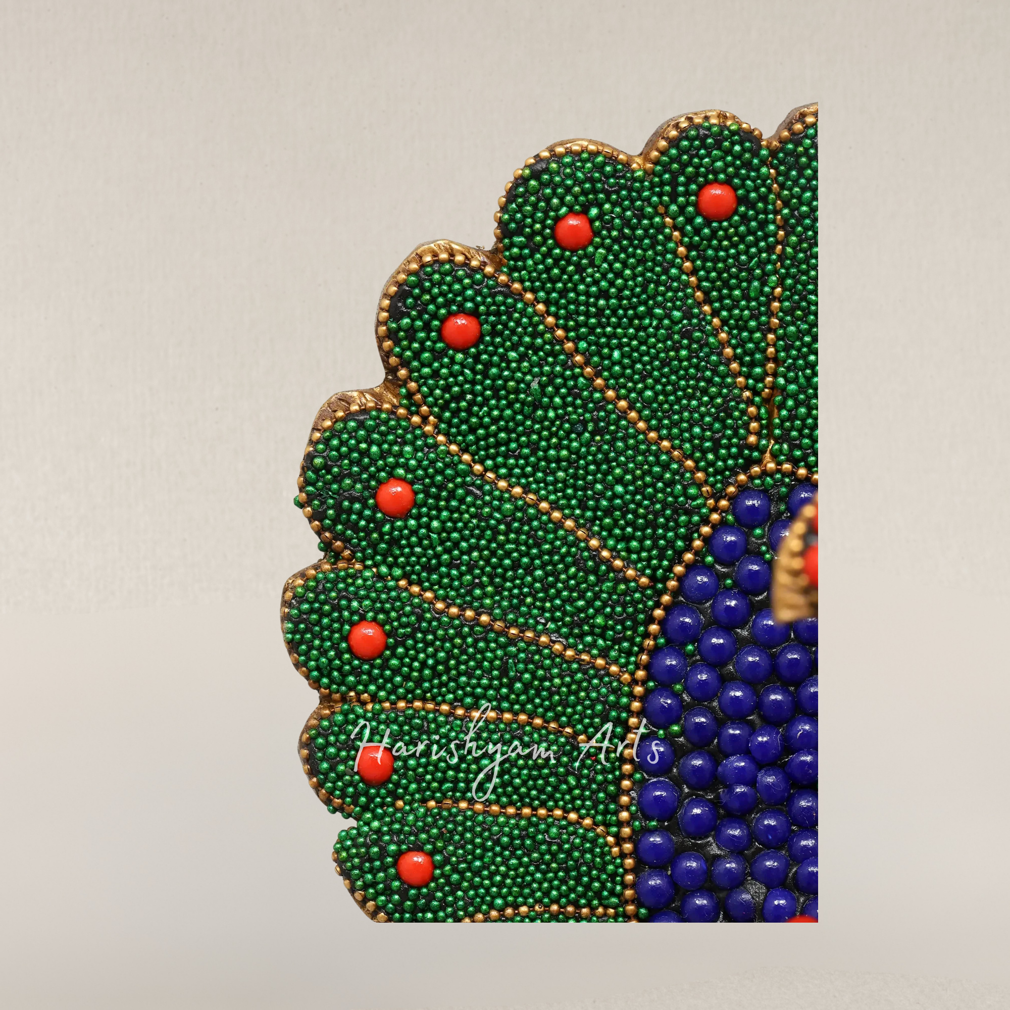 8" Elegant Twin Peacock Sculptures in Brass with Artistic Inlay Detailing