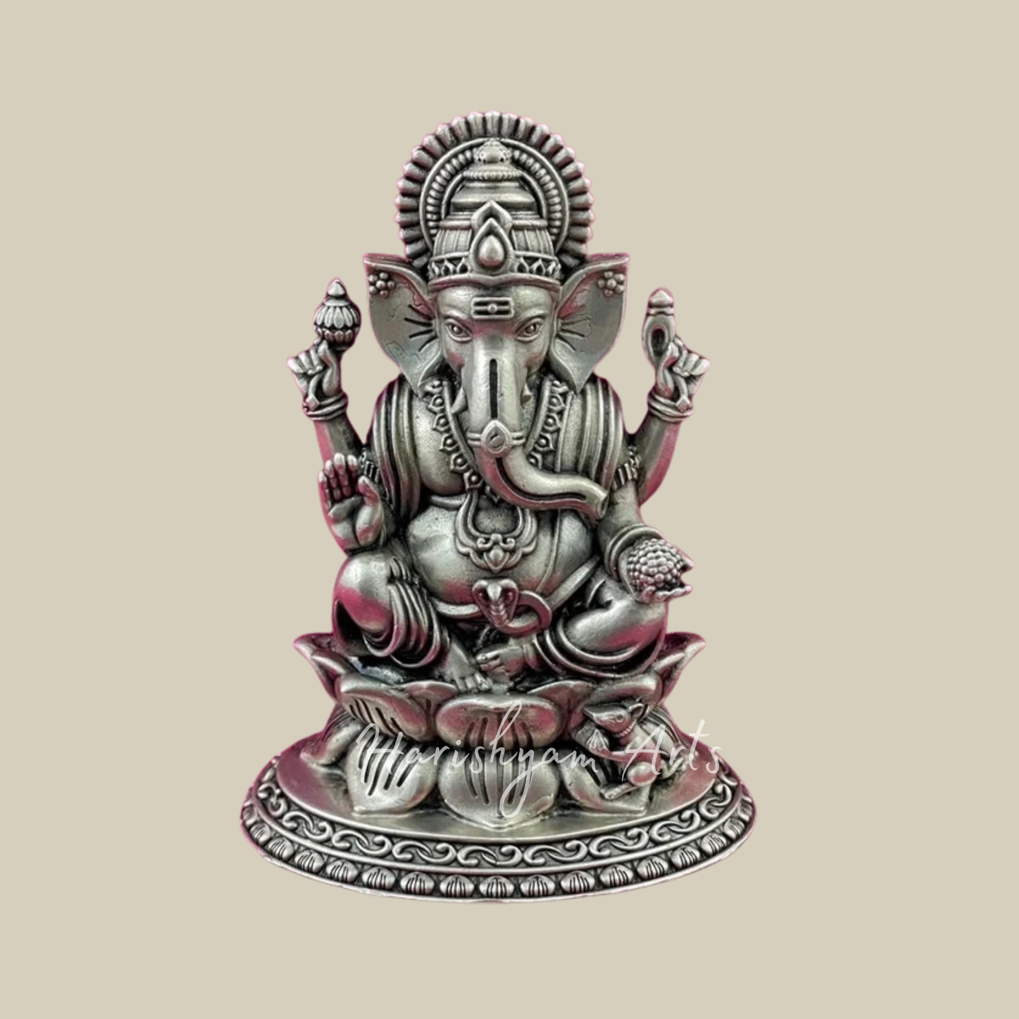 Ganesha 925 Silver Sacred Deity Murti with Oxidised Finish