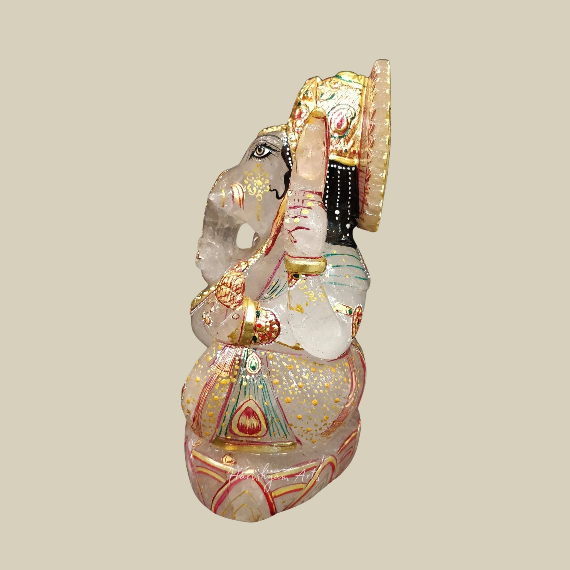 9" Crystal Ganesha Figurine Gemstone Ganpati Idol Hindu God Statue for Altar Pooja Decor