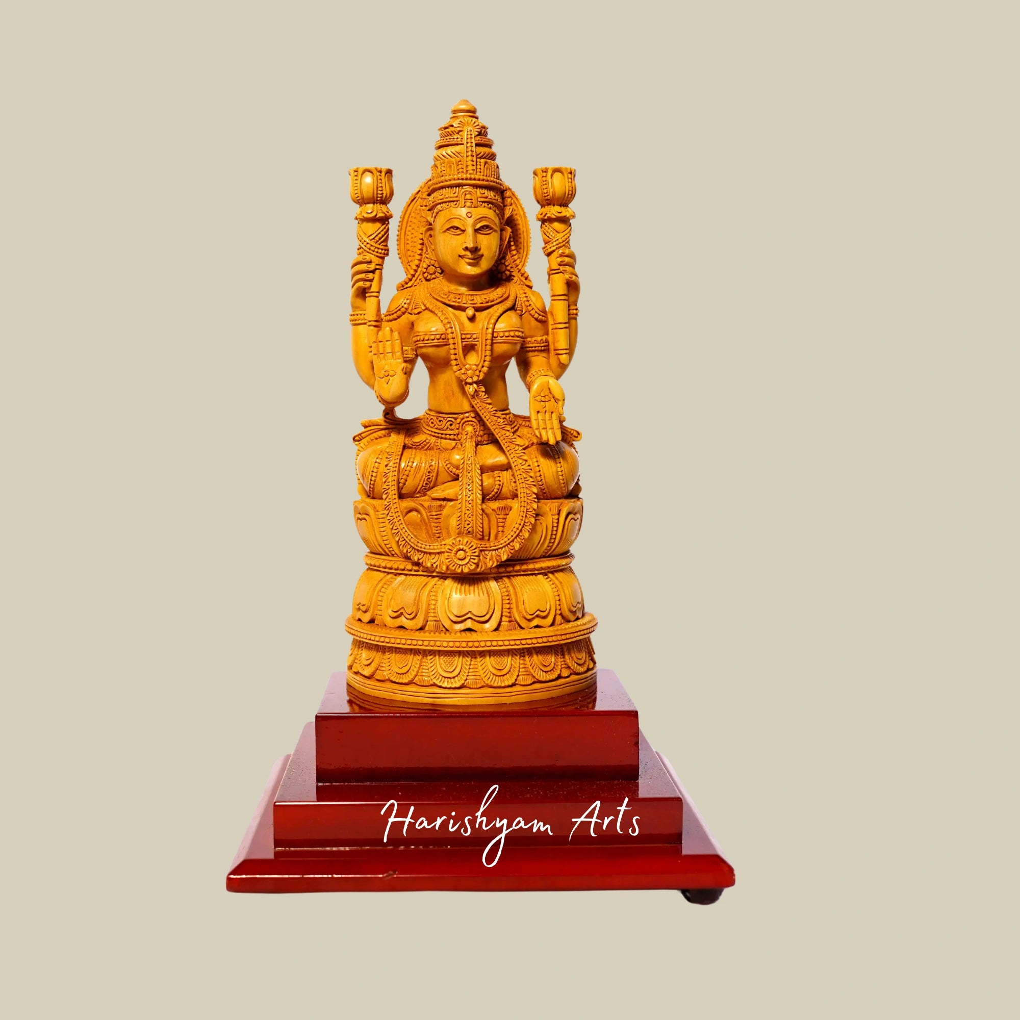 9" Decorative Saraswati Wood Carving Sitting Goddess Saraswati1