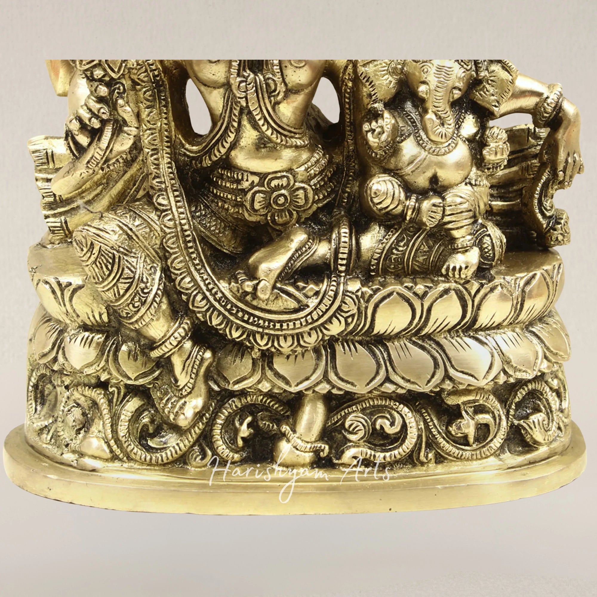 9" Goddess Parvati with Child Ganesha Brass Statue for Divine Blessings
