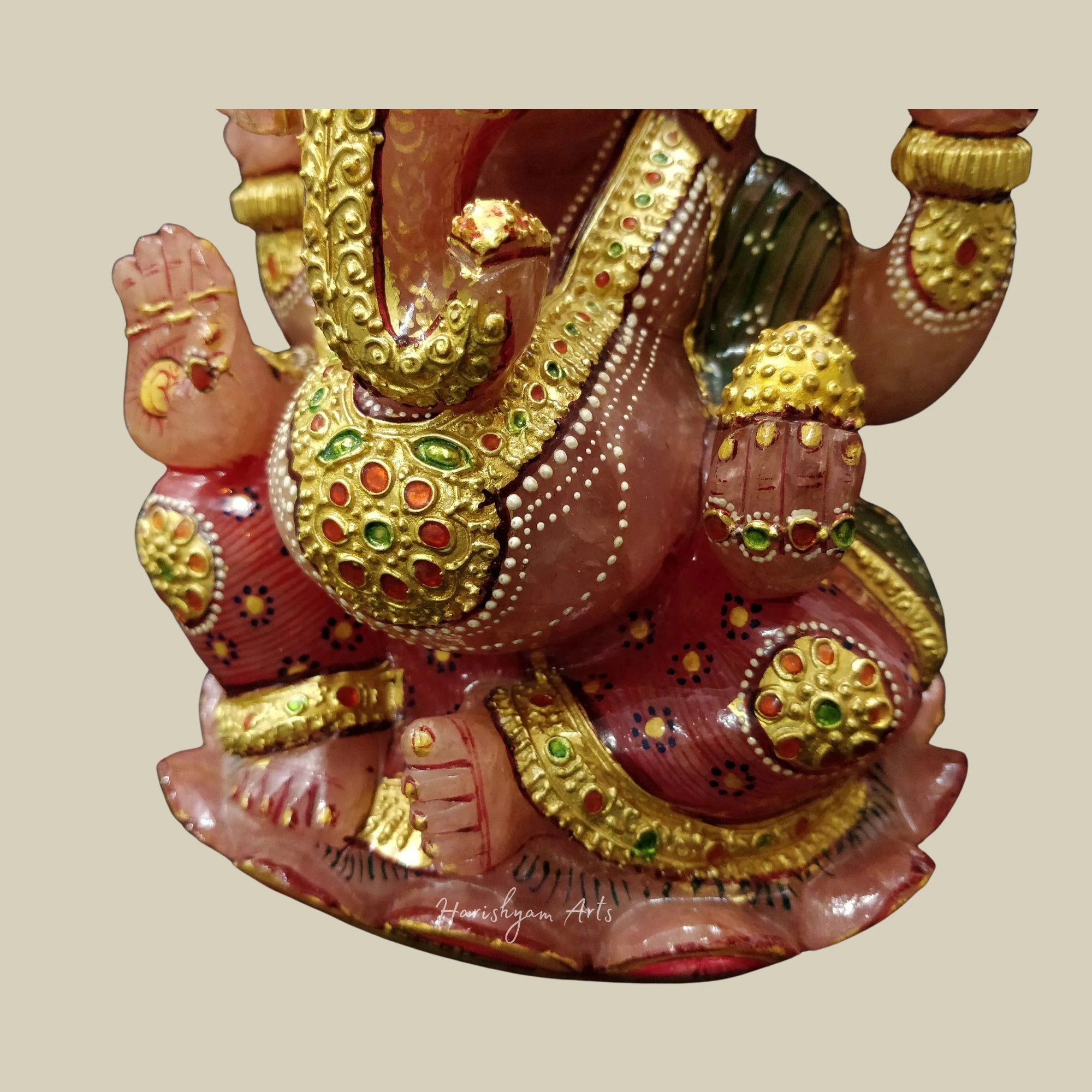 9" Large Rose Quartz Lord Ganesha Statue Crystal Ganesh Idol for Temple Home Gift