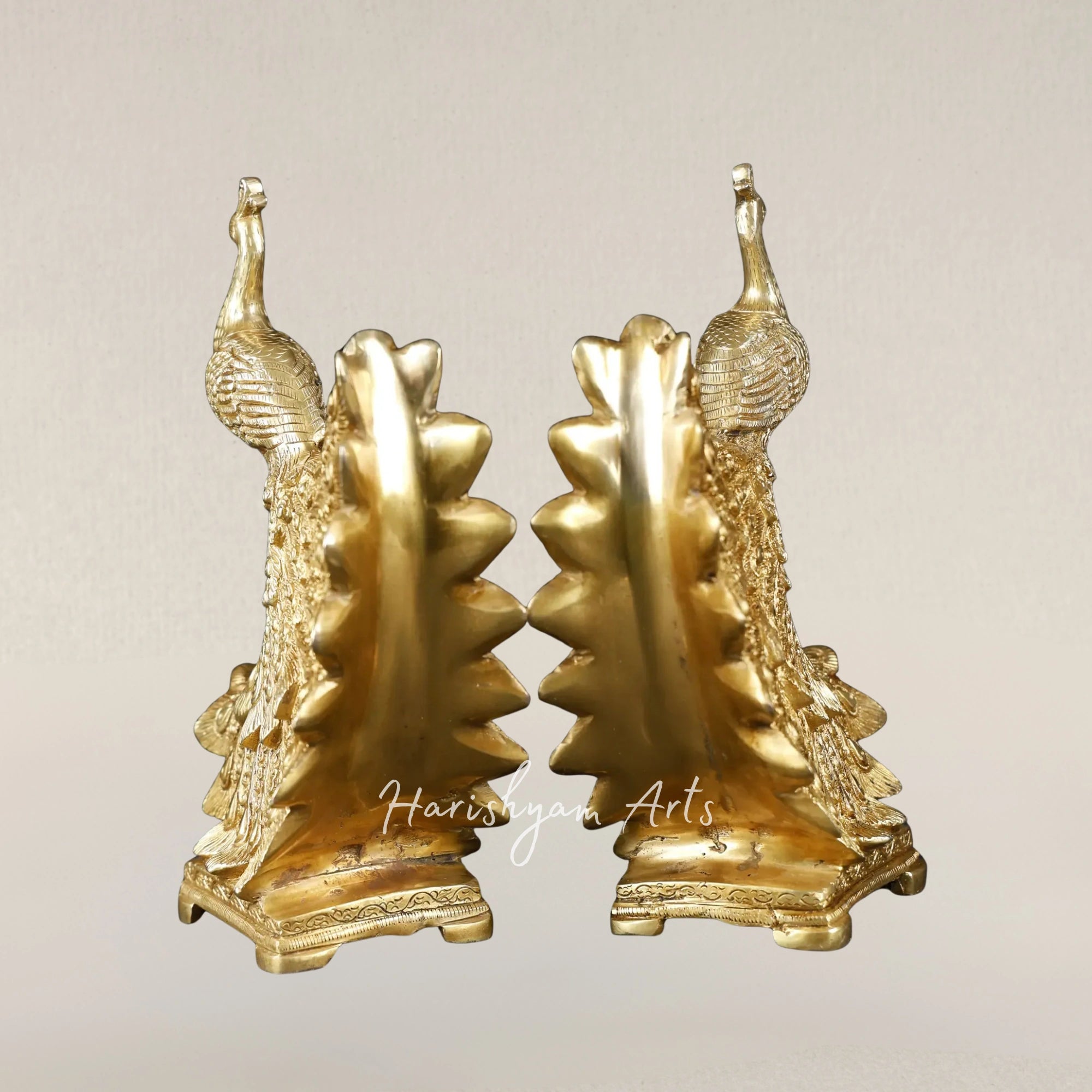 9" Majestic Pair of Brass Peacock Statues for Refined Home Decoration